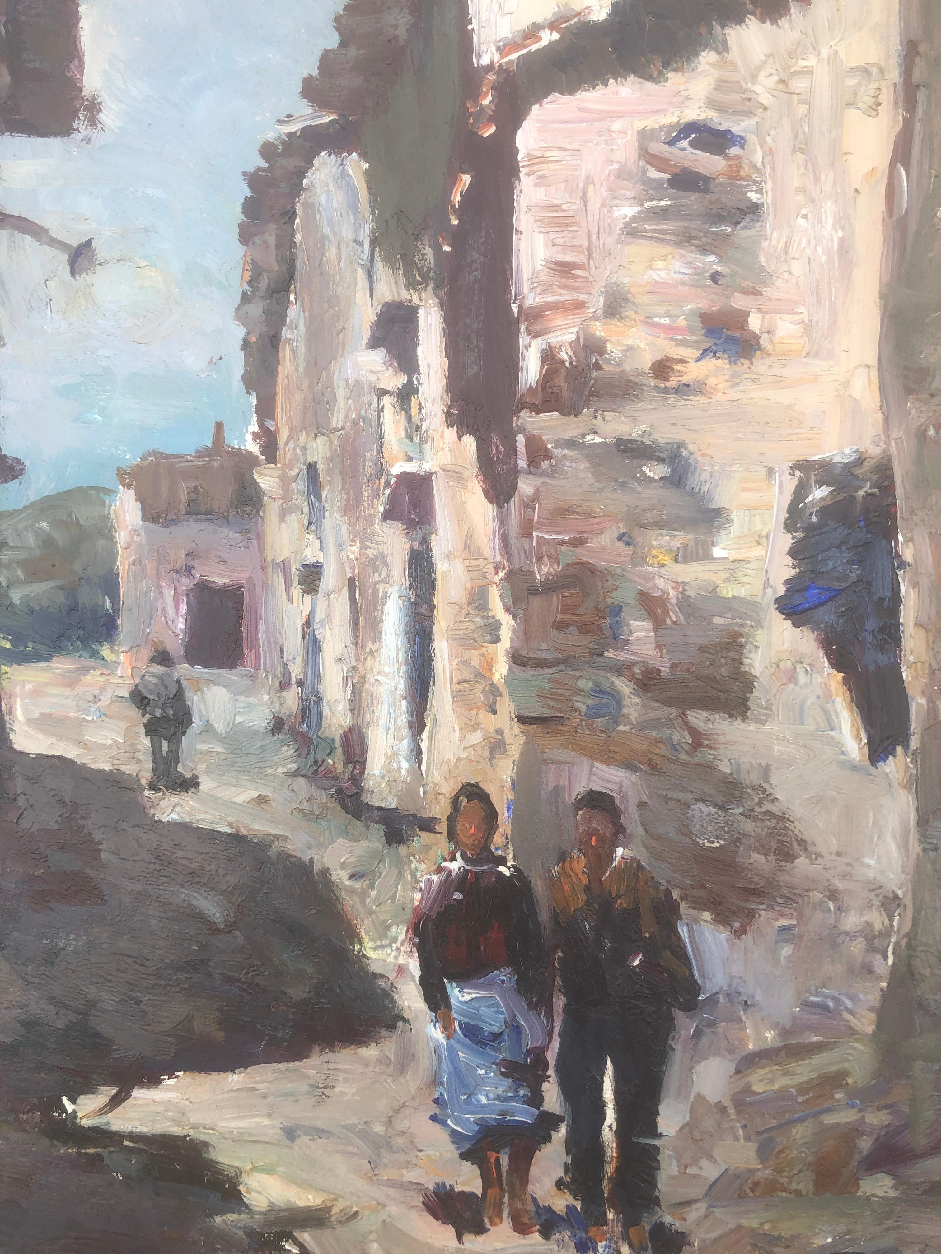 Pueblo pirenaico español óleo sobre lienzo pintura paisaje 2