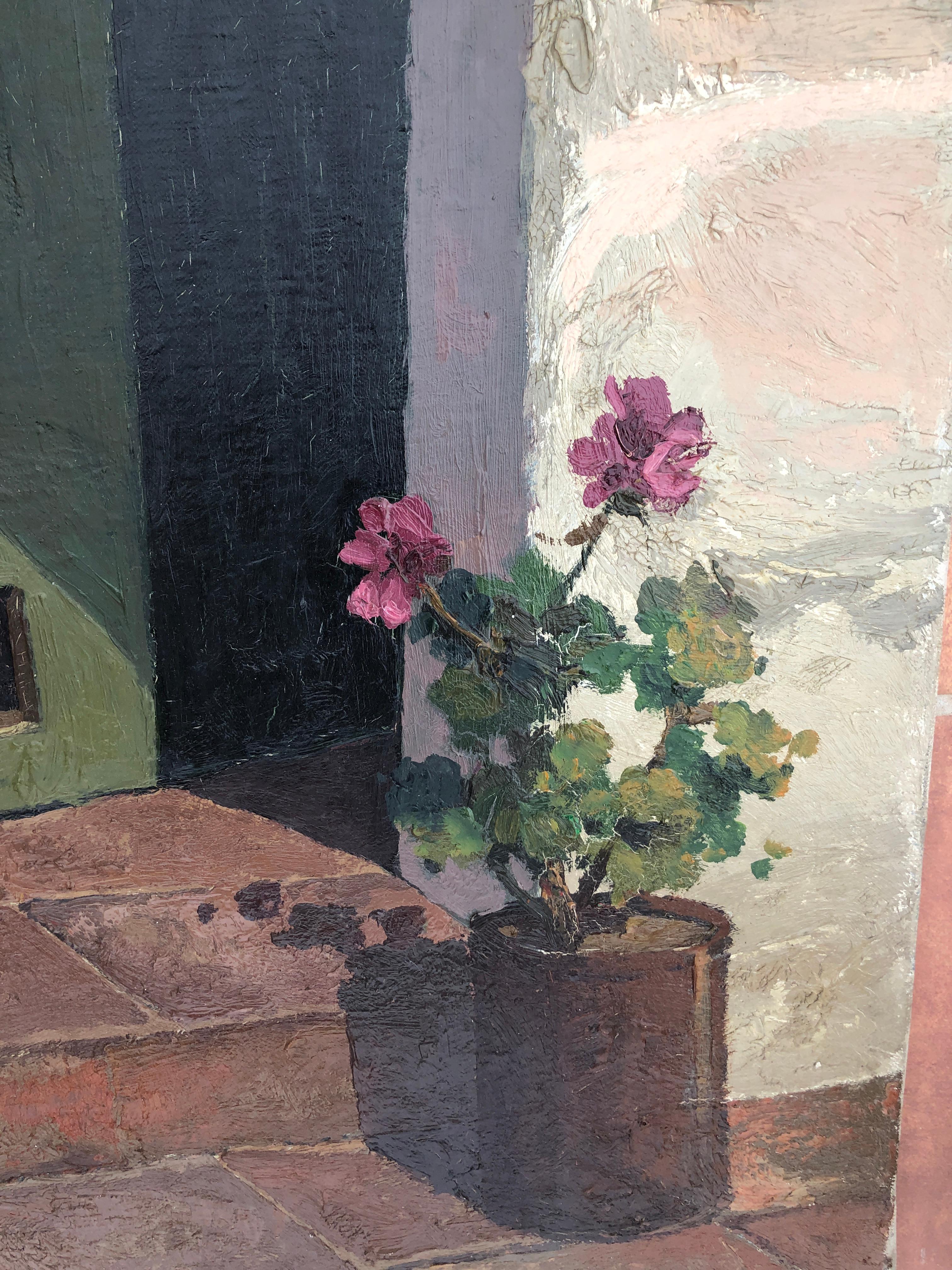 Menorca portal Spain oil on canvas painting - Gray Landscape Painting by Francesc Poch Romeu