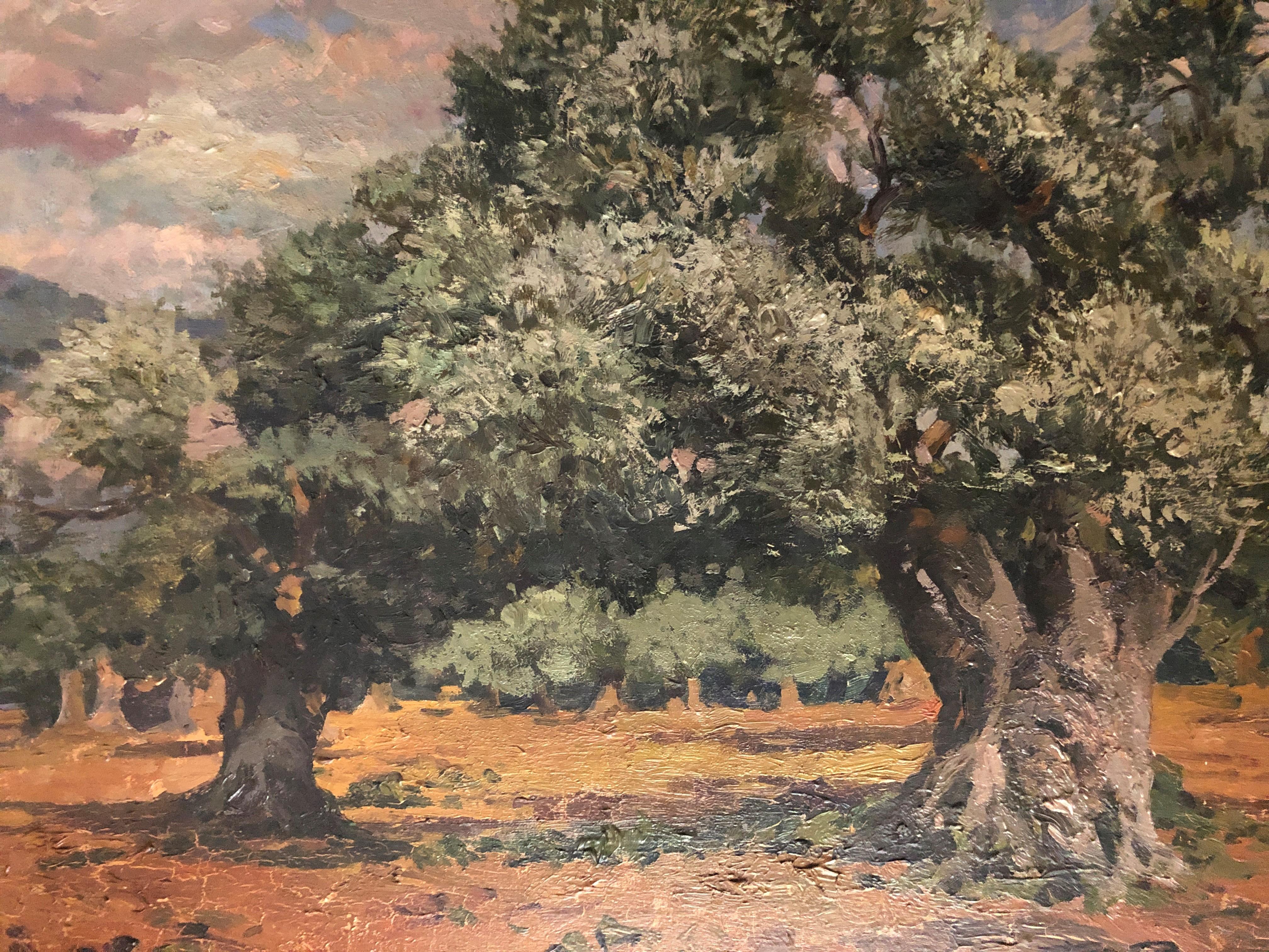 Olive field Mallorca Spain oil on canvas painting 3