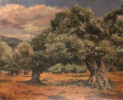 Olive field Mallorca Spain oil on canvas painting