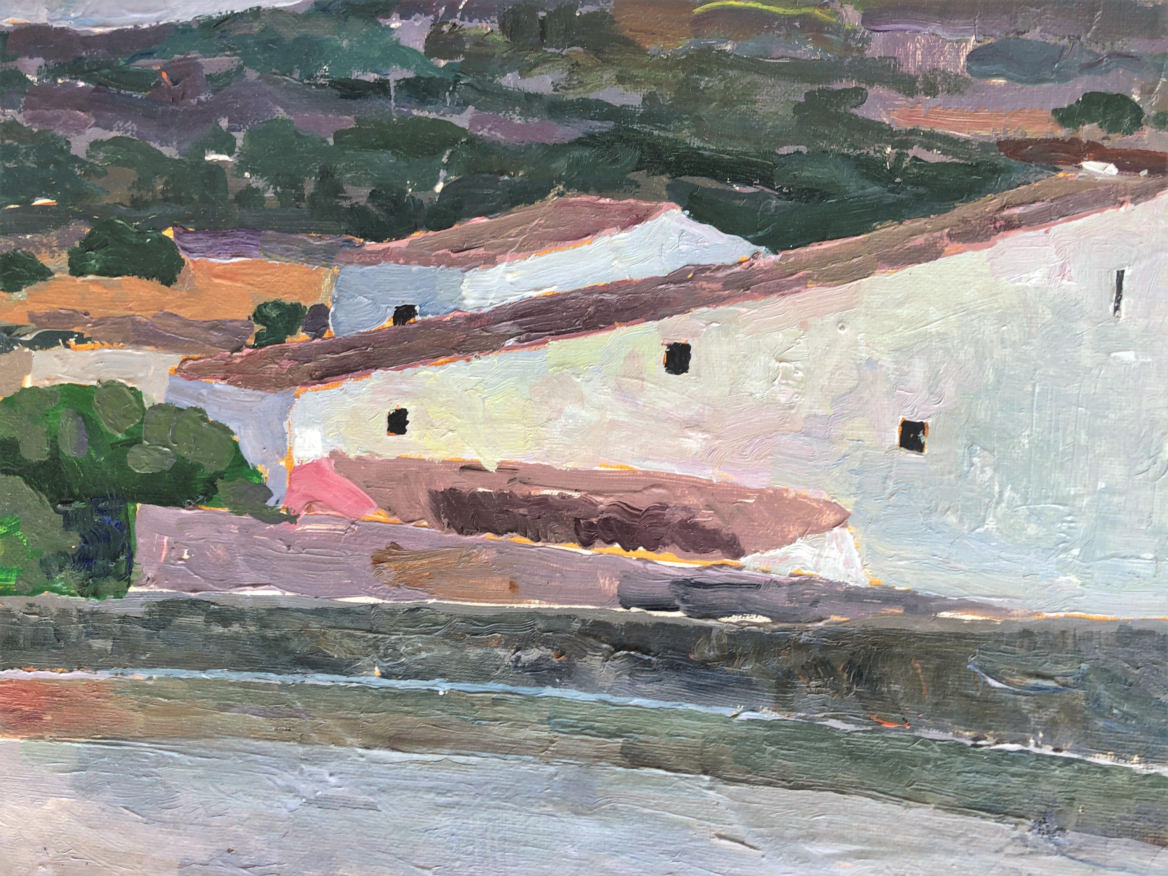 Spanish landscape Menorca Spain oil on canvas painting - Impressionist Painting by Francesc Poch Romeu