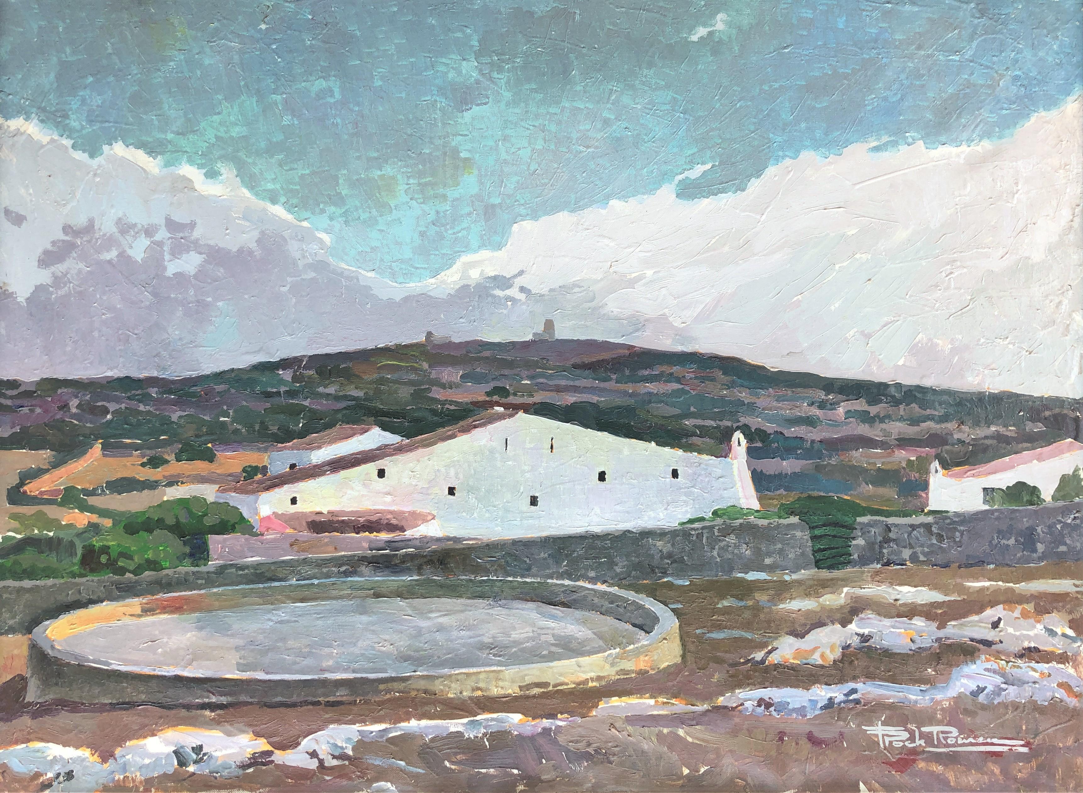 Francesc Poch Romeu Landscape Painting - Spanish landscape Menorca Spain oil on canvas painting