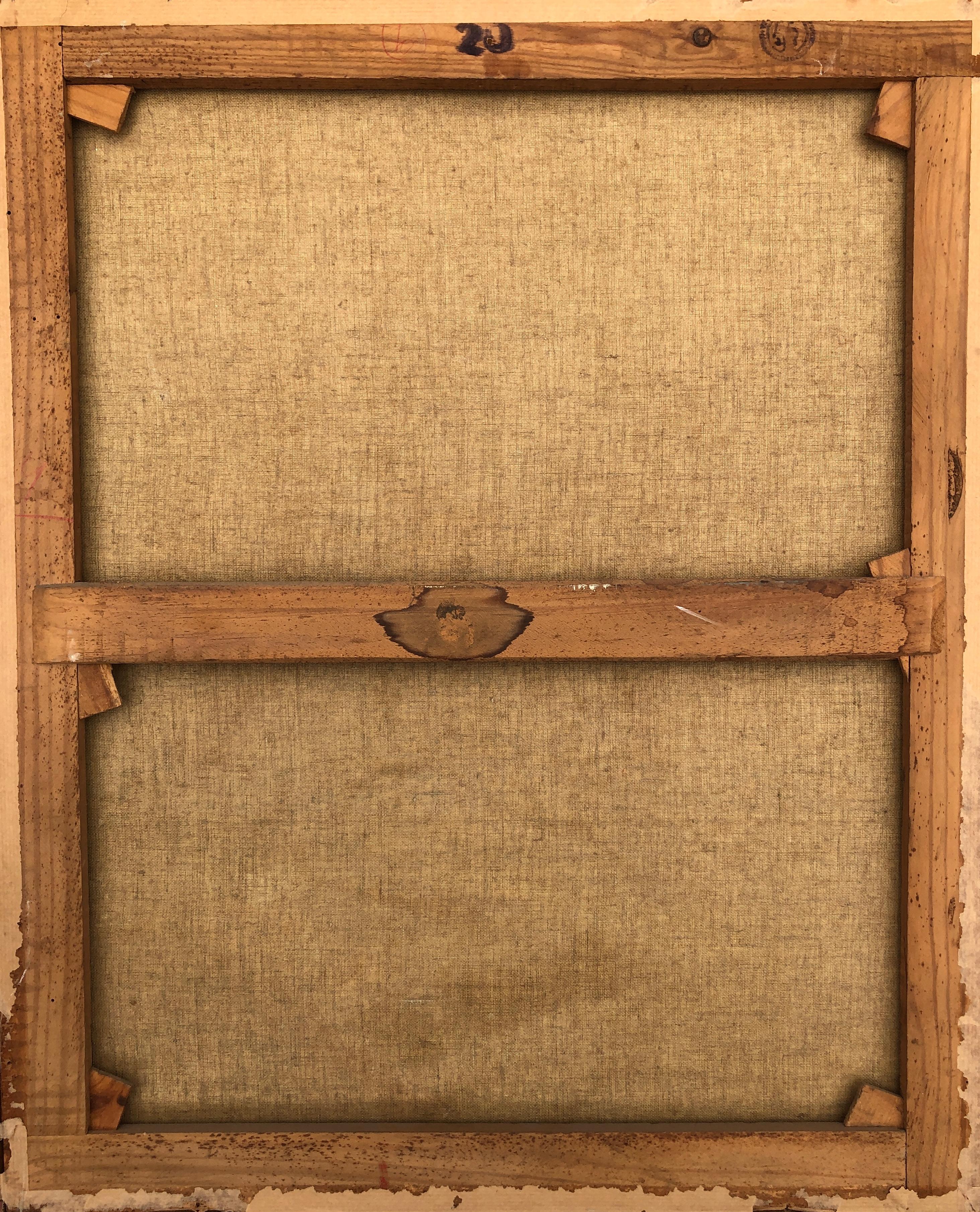 Mädchen studiert Original-Gemälde in Öl auf Leinwand im Angebot 3