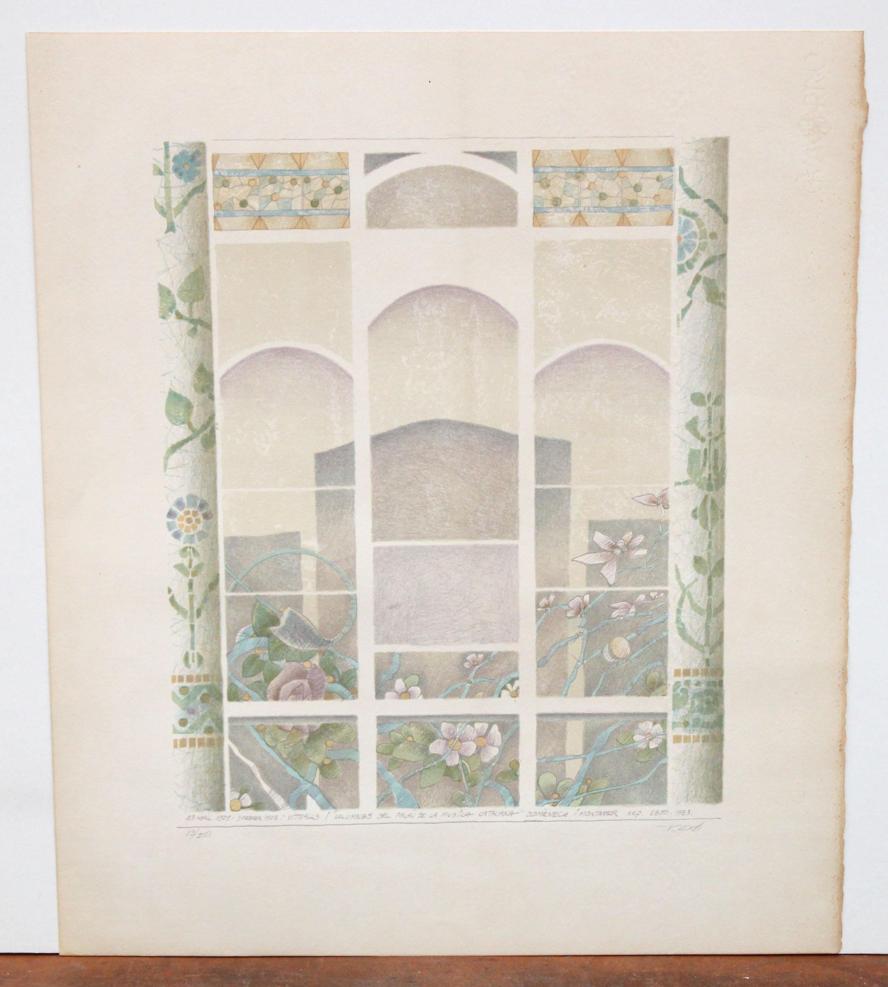 Litografia sobre papel - Reflejos modernistas - Tiraje: 13/250 - Print de Francesc Todó i Garcia