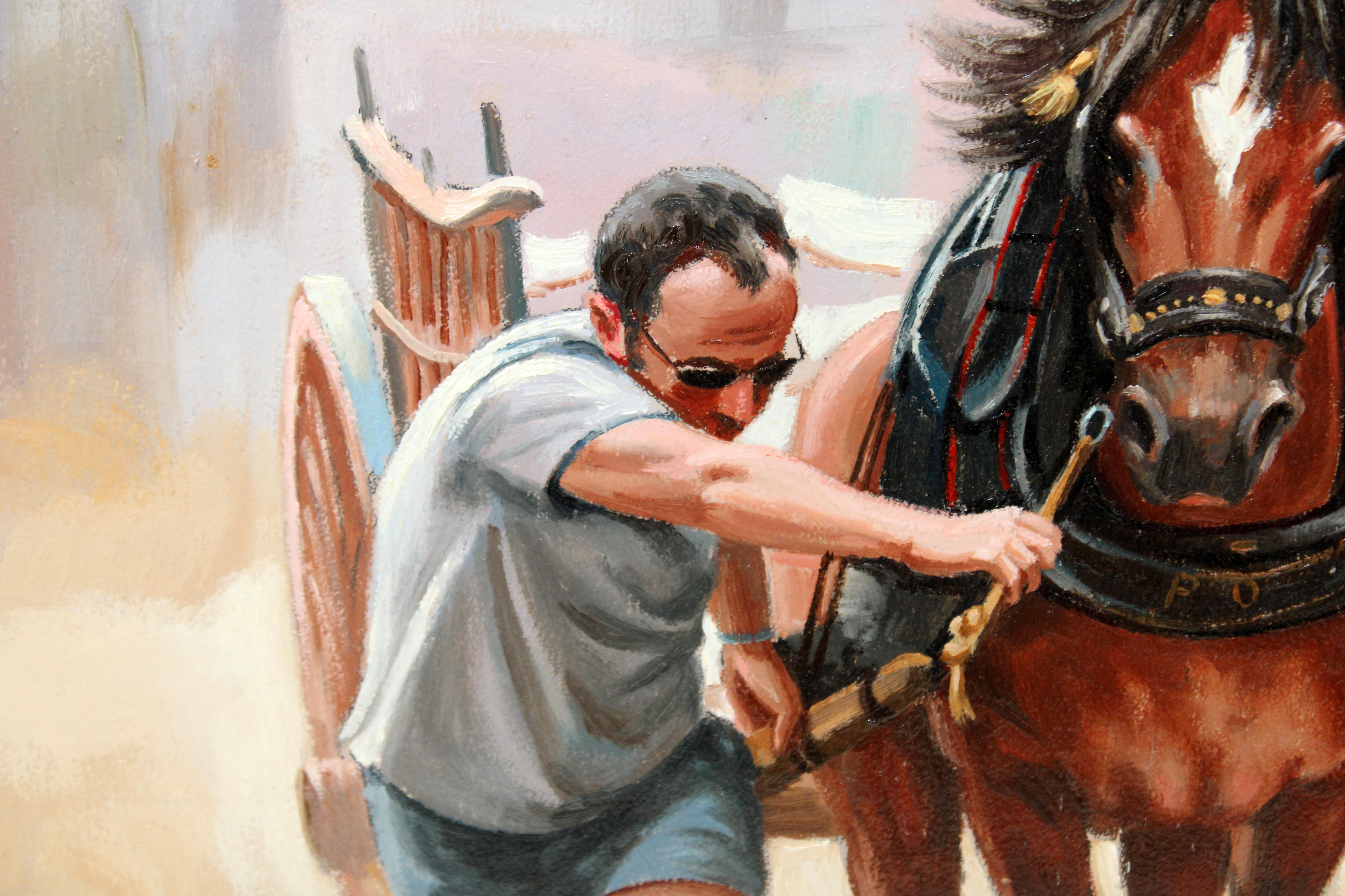 Concurso de arrastre - Óleo sobre tela - Réalisme Painting par Francesc Torneró Gómez