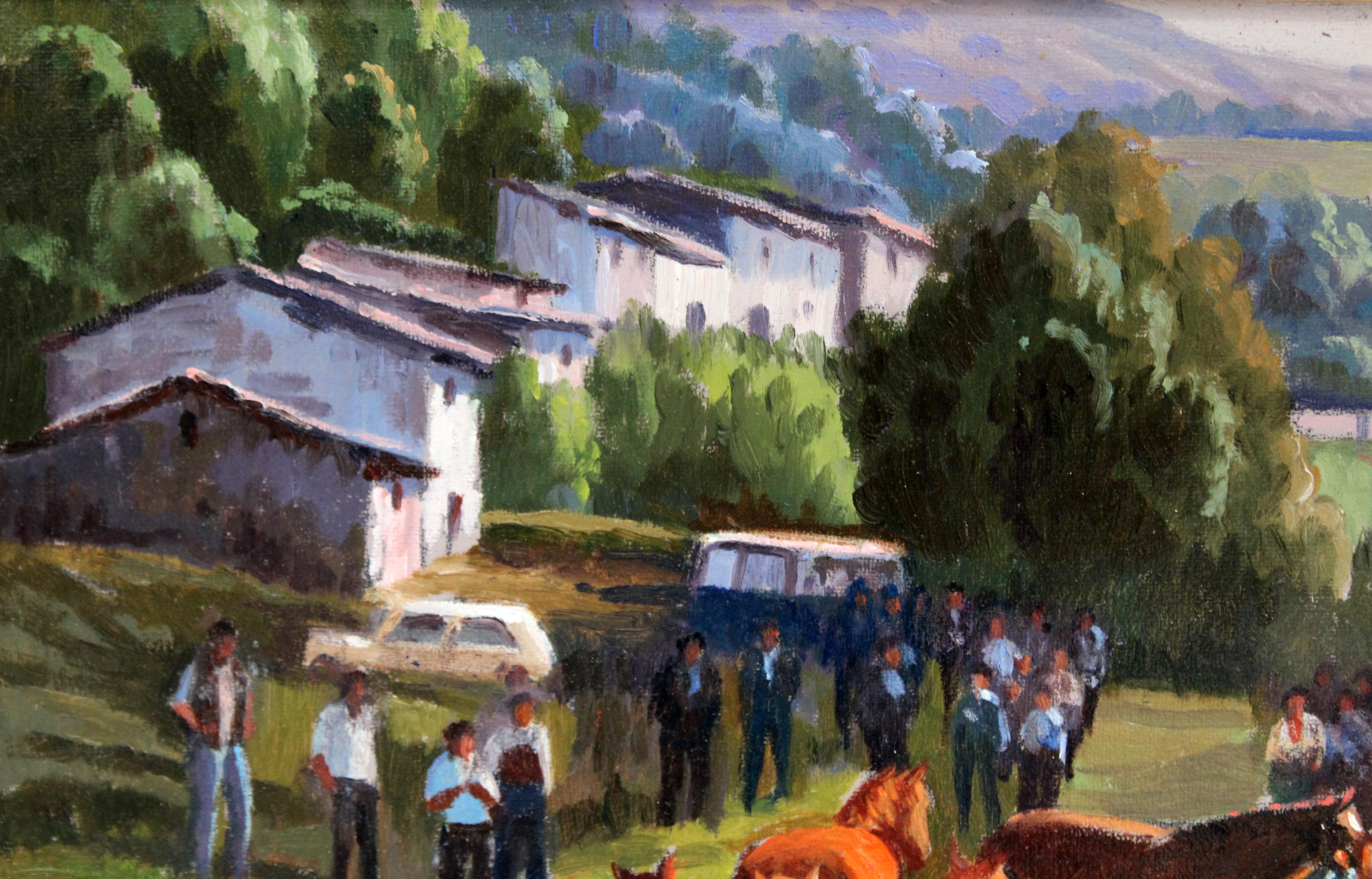 Kohlentreffen in Espinavell - Óleo sobre tela (Realismus), Painting, von Francesc Torneró Gómez