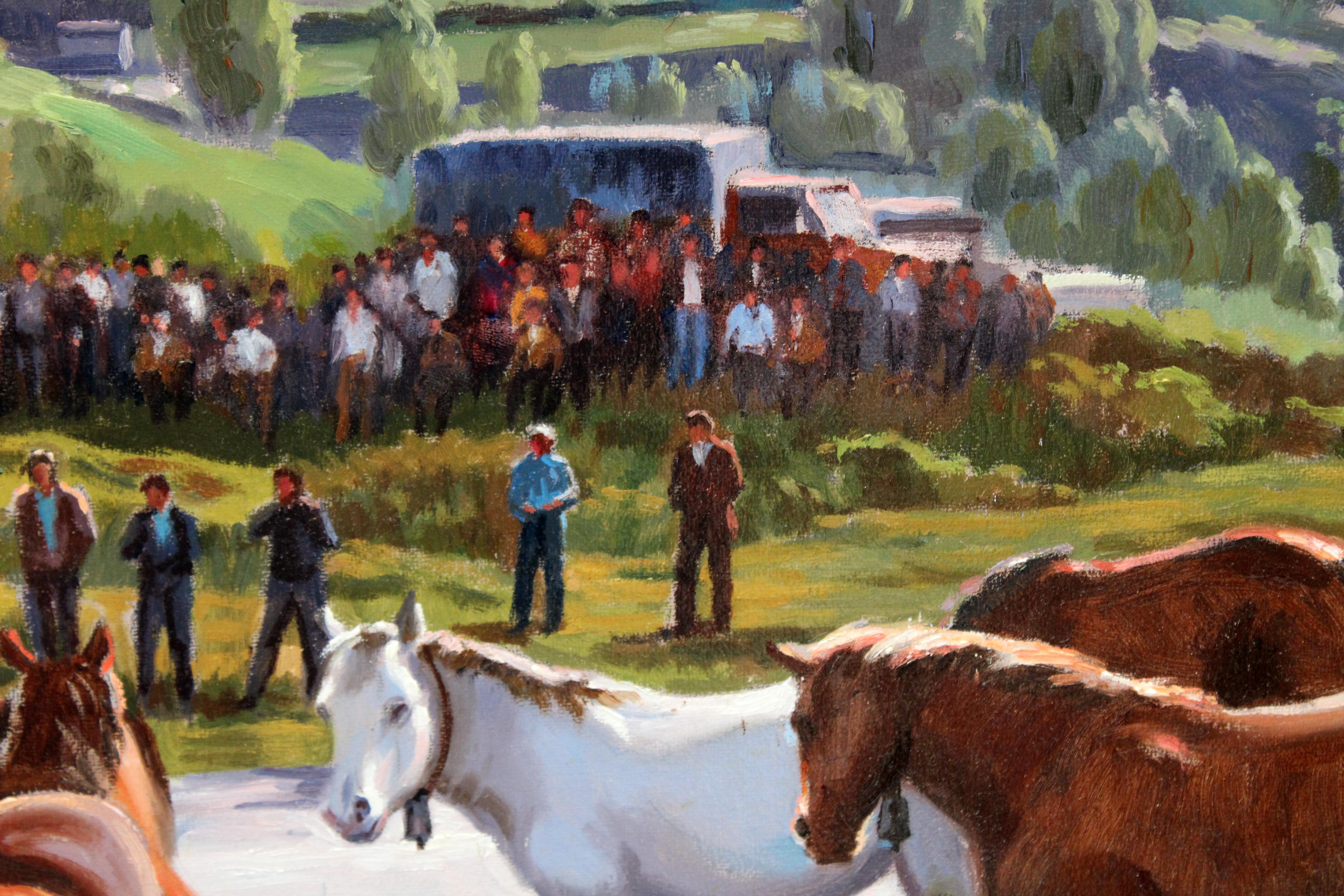 Kohlentreffen in Espinavell - Óleo sobre tela (Grau), Animal Painting, von Francesc Torneró Gómez