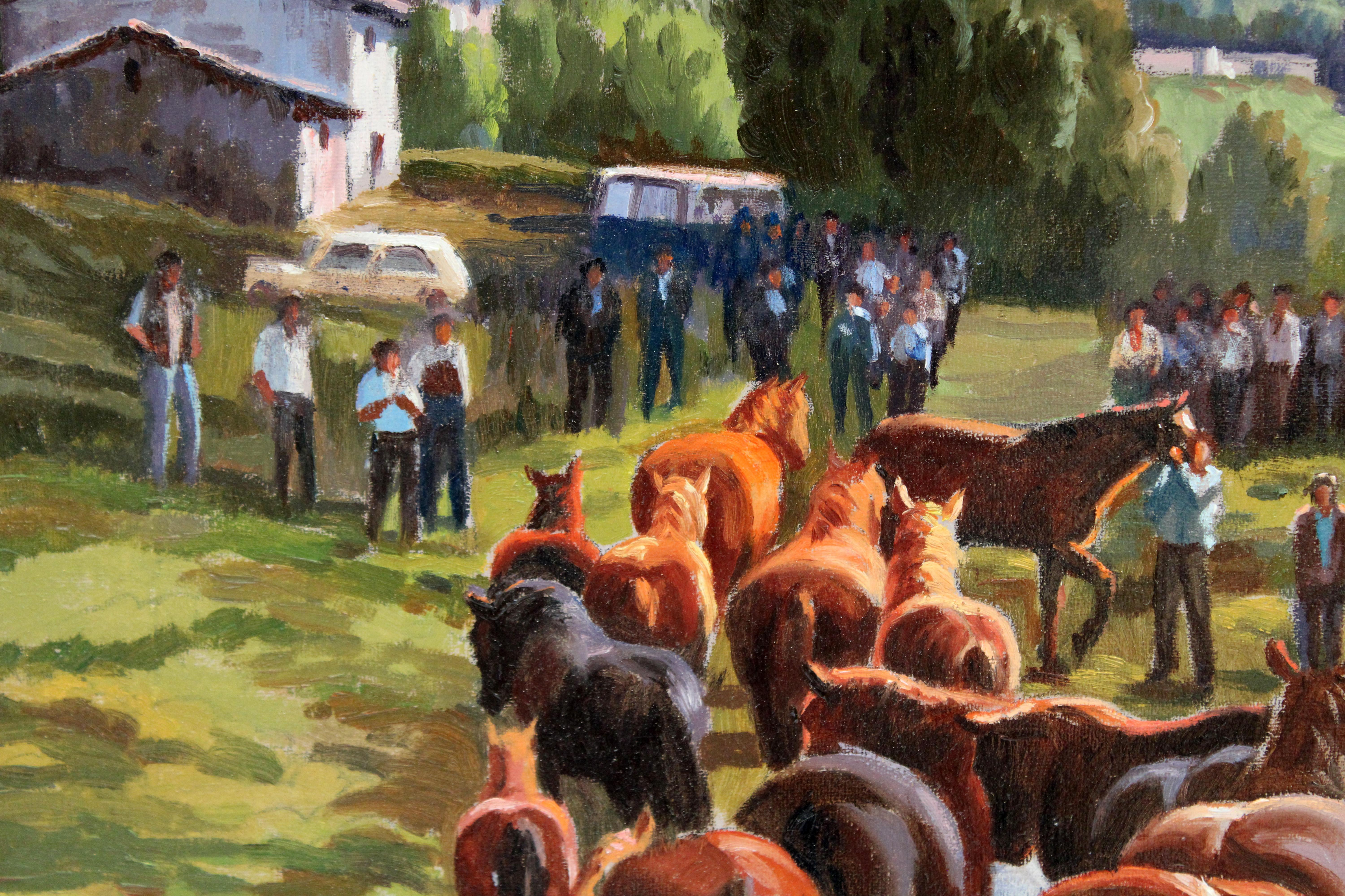 Kohlentreffen in Espinavell - Óleo sobre tela im Angebot 1