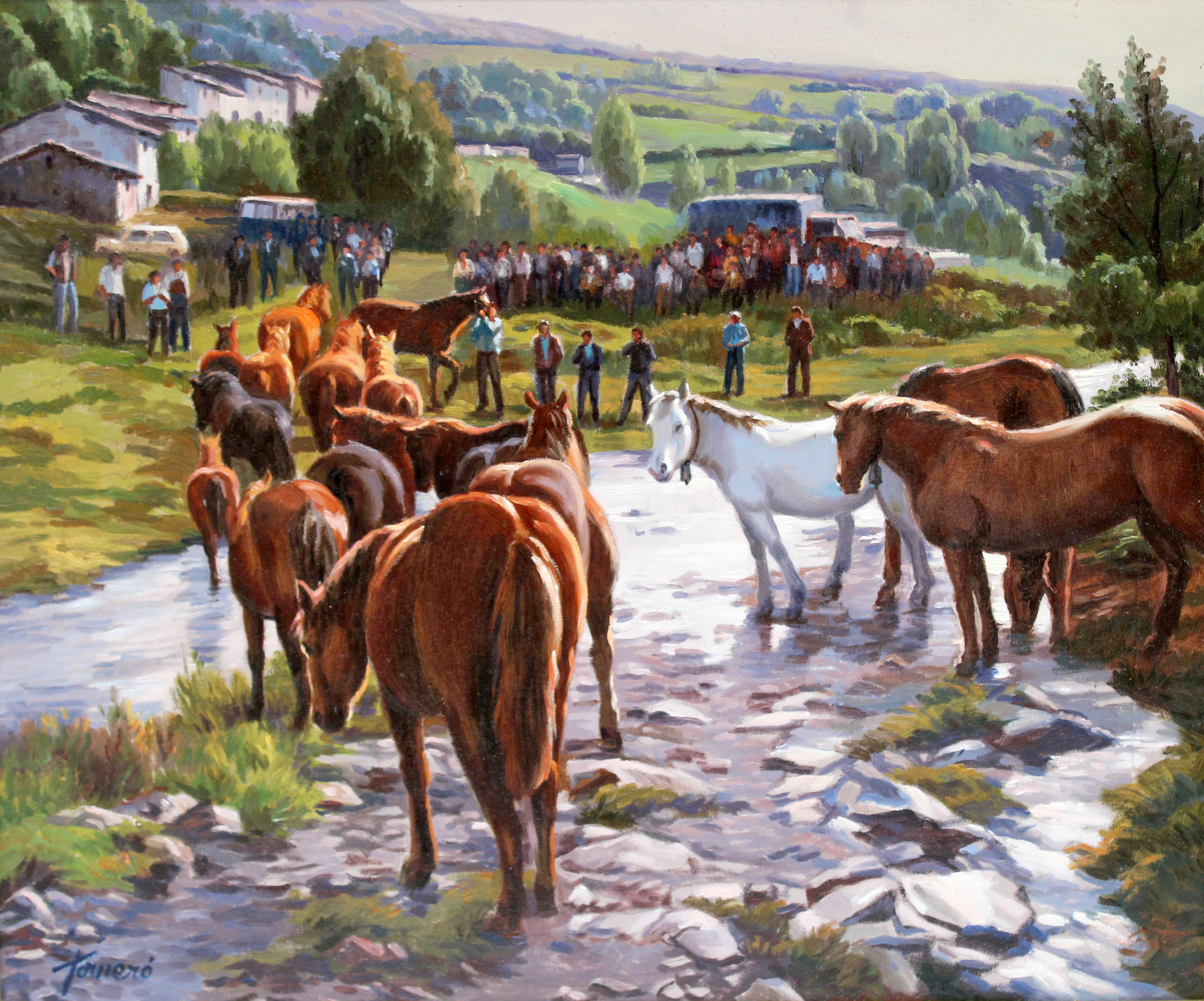 Feria del caballo en Espinavell - Óleo sobre tela