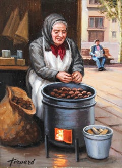 La castañera - Óleo sobre tabla - Firmado y enmarcado