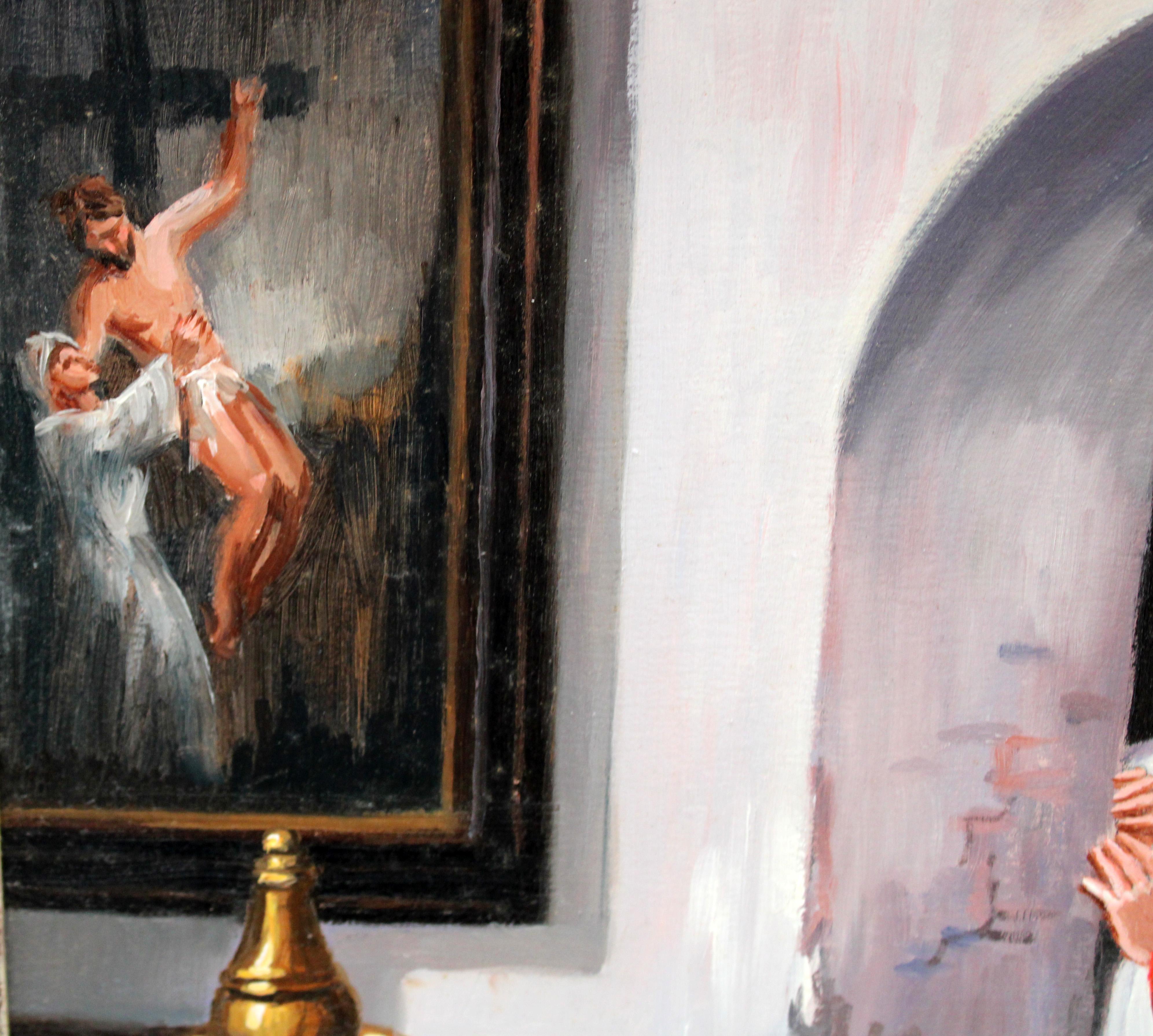 Monaguillos - Óleo sobre tela (Realismus), Painting, von Francesc Torneró Gómez