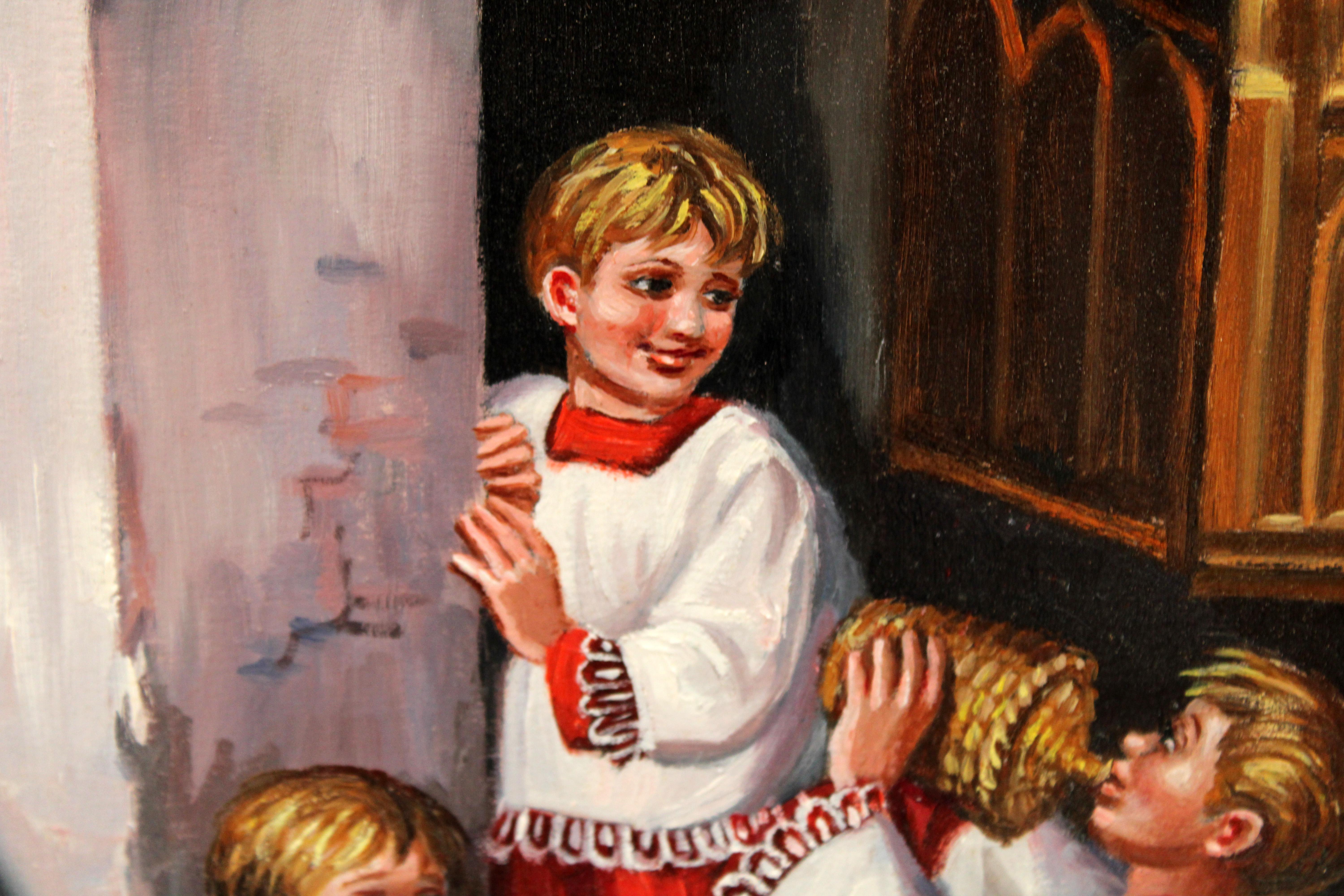 Monaguillos - Óleo sobre tela im Angebot 1