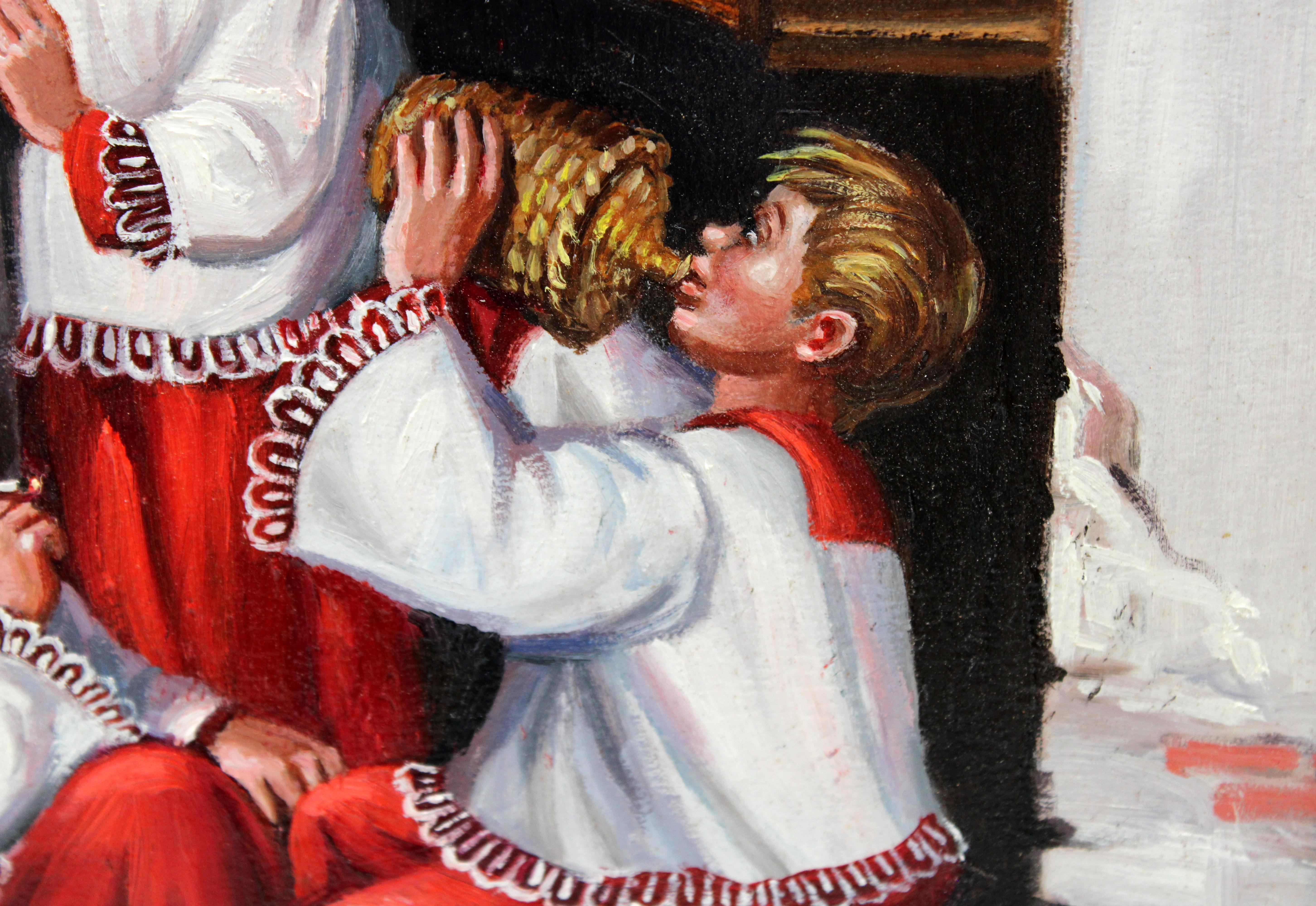 Monaguillos - Óleo sobre tela im Angebot 2
