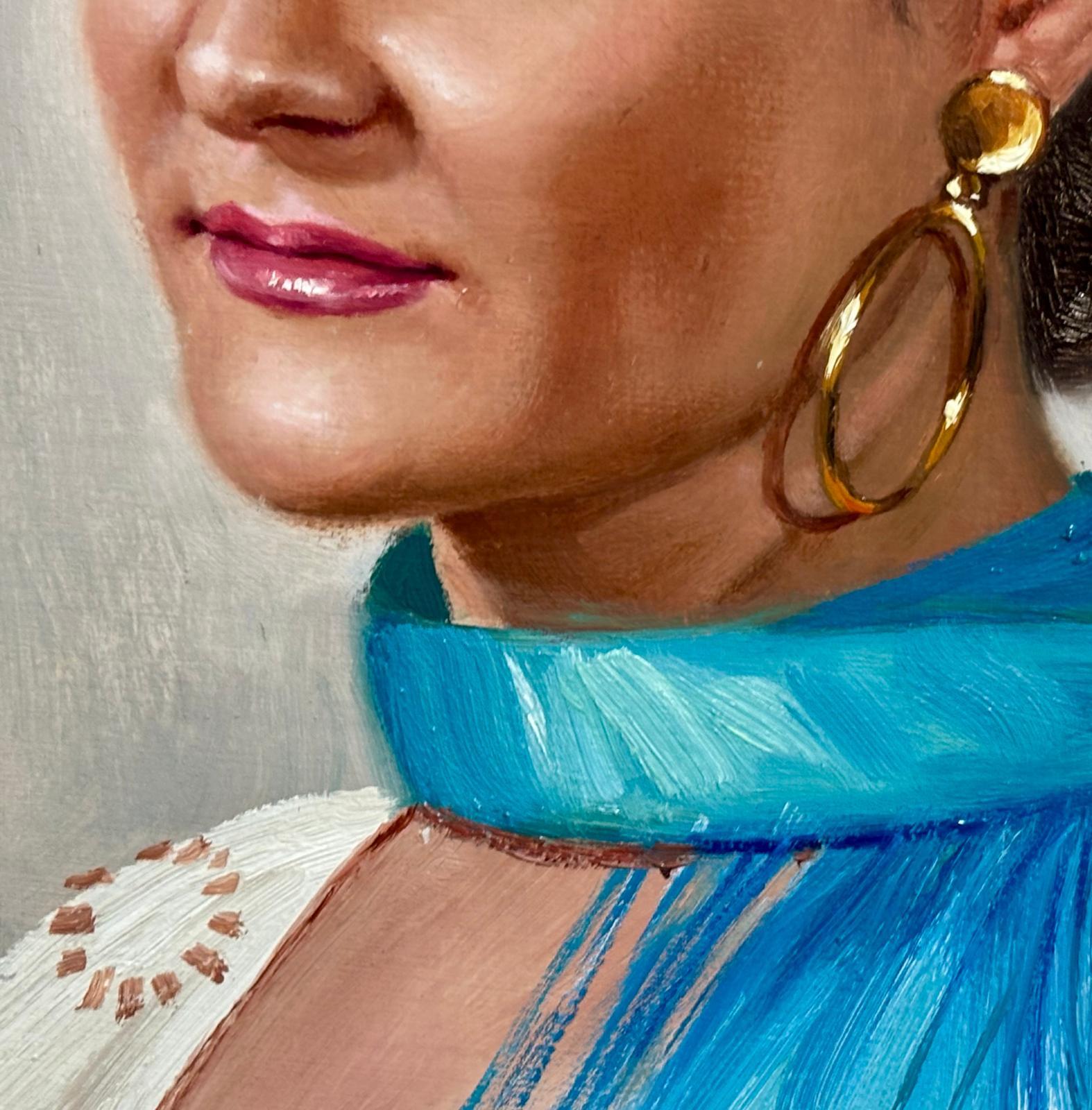 Óleo sobre lienzo - mujer vestida de sevillana im Angebot 1