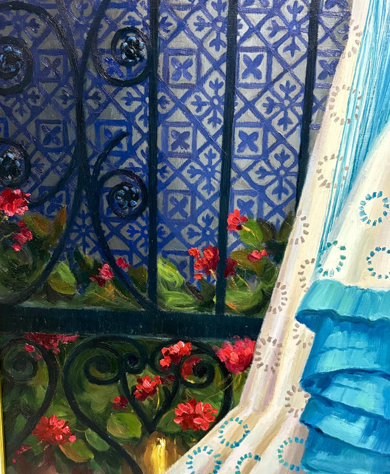 Óleo sobre lienzo - mujer vestida de sevillana im Angebot 3