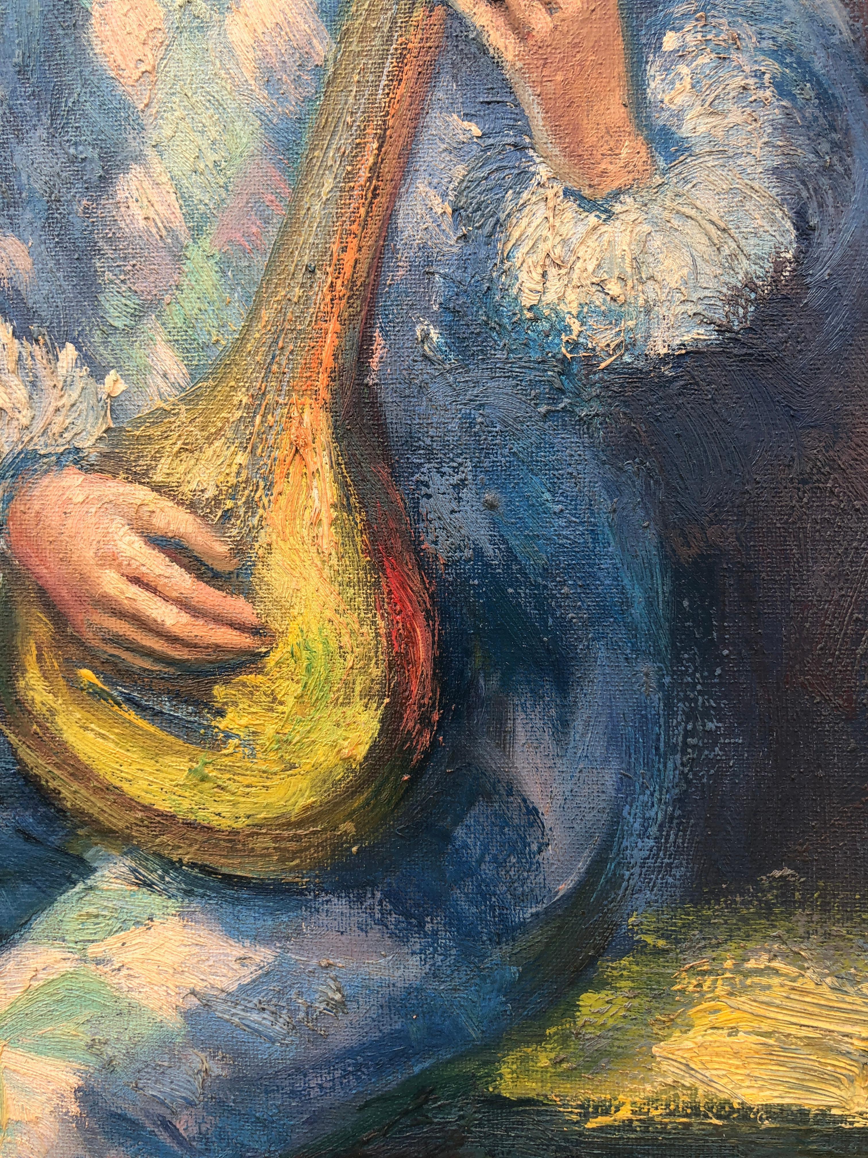 Quadro ad olio su tela di Arlecchino - Portrait Painting Grigio di Francesc Tornero