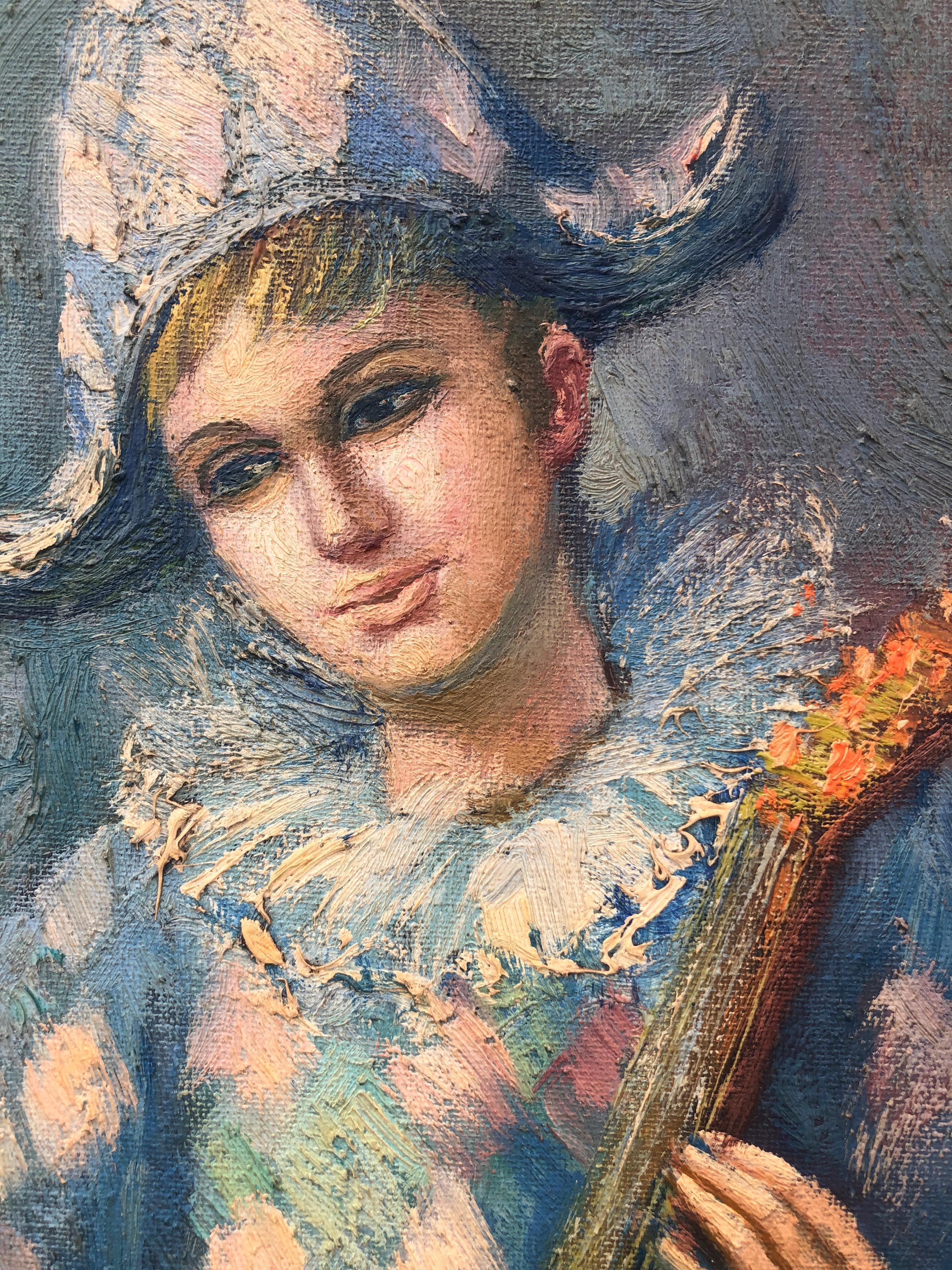 Quadro ad olio su tela di Arlecchino in vendita 1