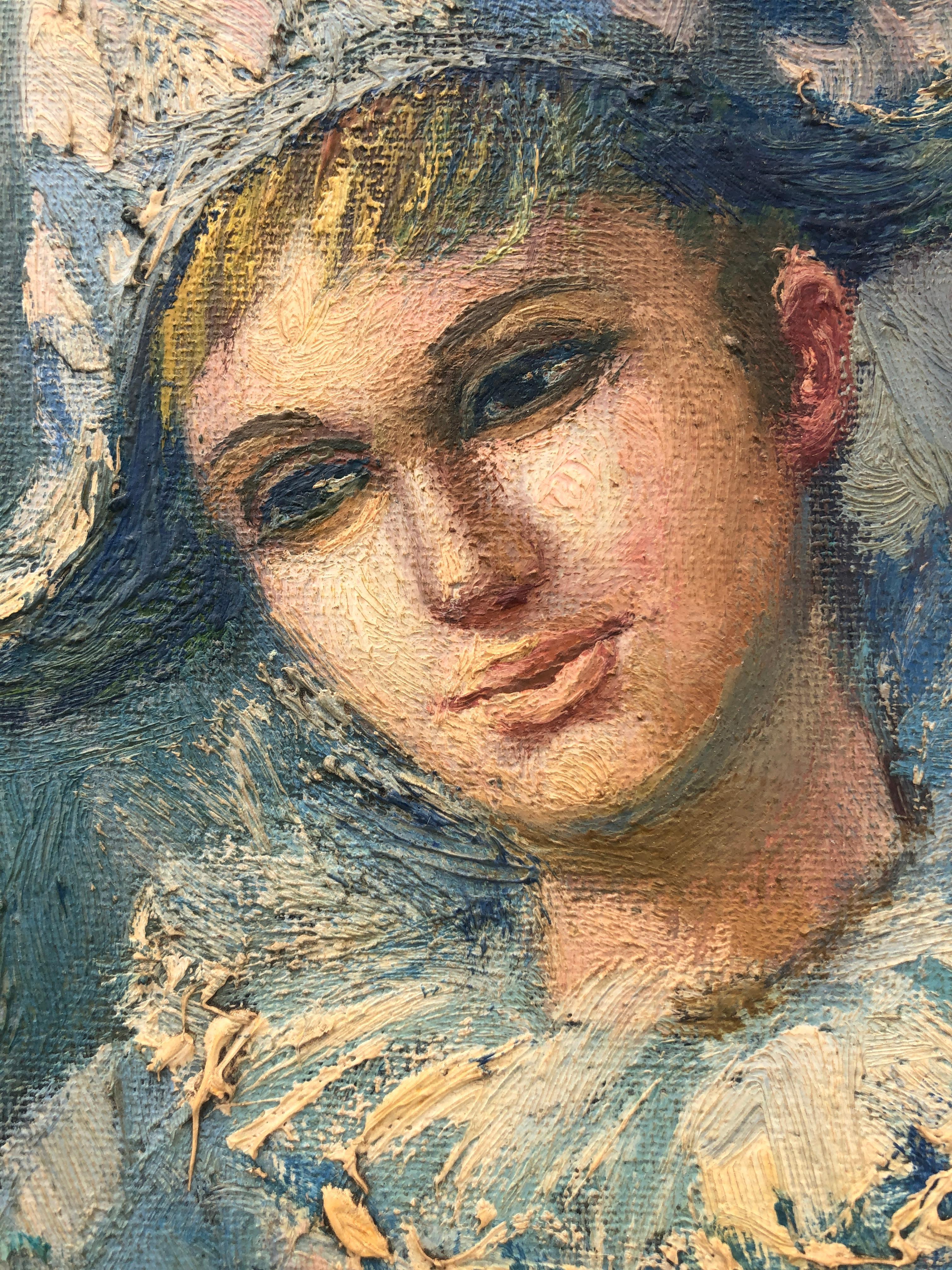Quadro ad olio su tela di Arlecchino in vendita 2