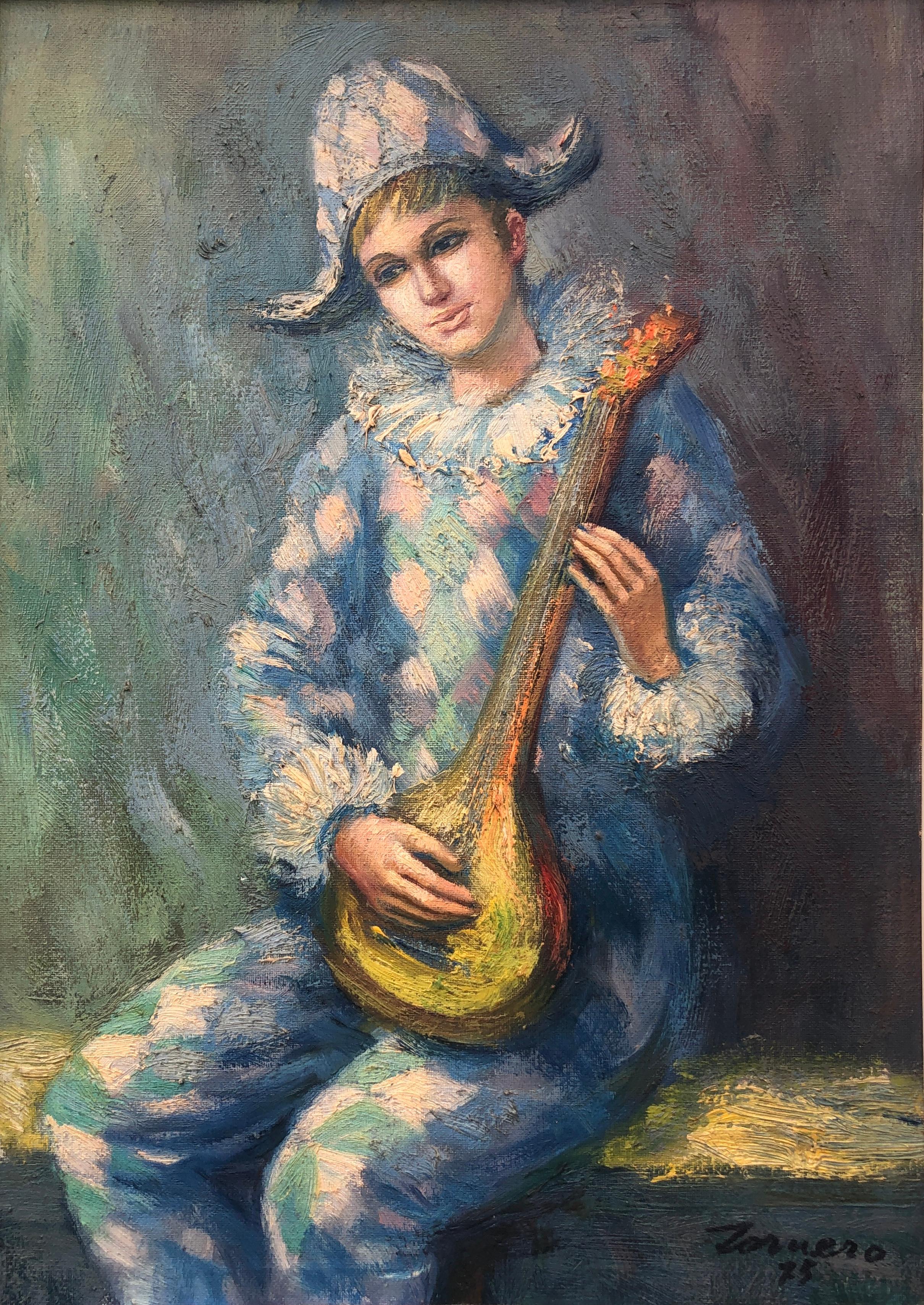 Portrait Painting di Francesc Tornero - Quadro ad olio su tela di Arlecchino
