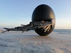 A Quiet Place von Francesca Bernardini – Abstrakte Skulptur, schwarzer Marmor und Eisen, Francesca Bernardini