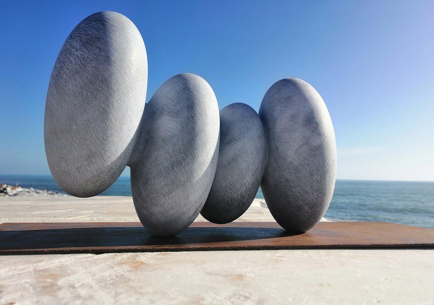 Connections is a unique white Carrara marble sculpture by contemporary artist Francesca Bernardini, dimensions are 20 × 43 × 19 cm (7.9 × 16.9 × 7.5 in). The sculpture is maintained on the iron base with a rod but it is movable. 

The Connections