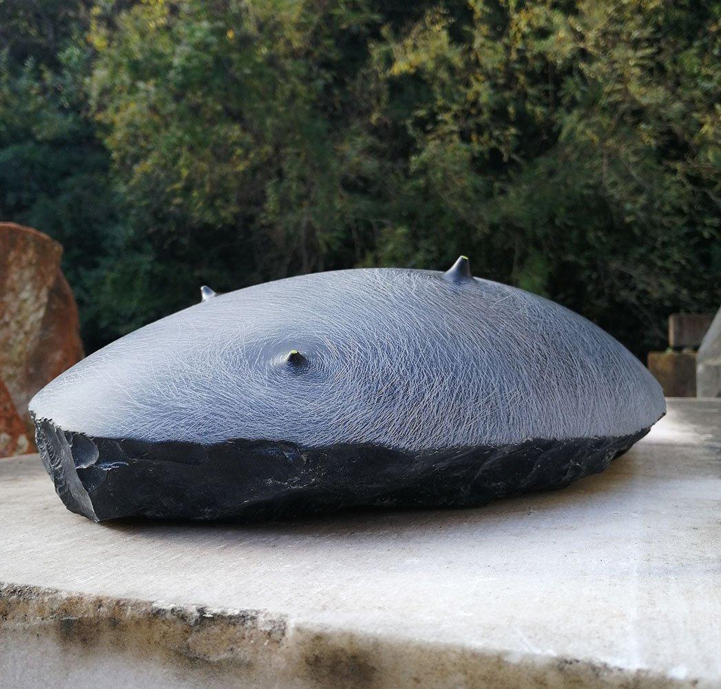 Fragment is a unique Belgium black marble and glaze sculpture by contemporary artist Francesca Bernardini. The dimensions are 12 × 42 × 30 cm (4.7 × 16.5 × 11.8 in). 
The sculpture is signed and comes with a certificate of authenticity.

The smooth,