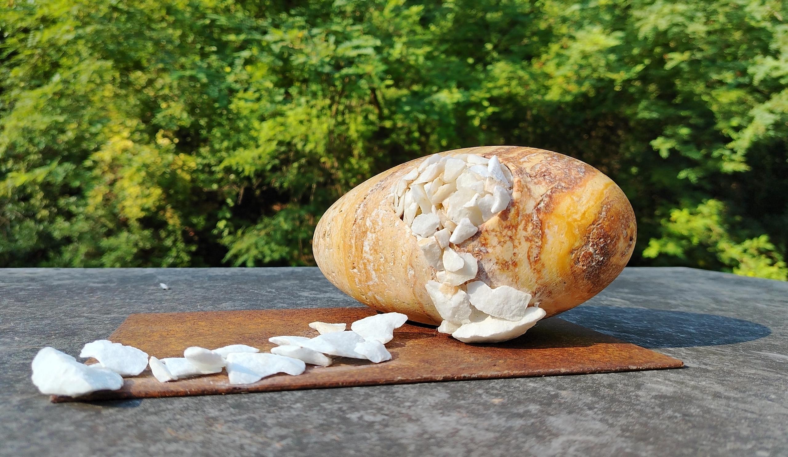 In protection is a unique Statuario marble sculpture by contemporary artist Francesca Bernardini. The dimensions are 12 × 27 × 20 cm (4.7 × 10.6 × 7.8 in). The sculpture is signed and comes with a certificate of authenticity. The indicated