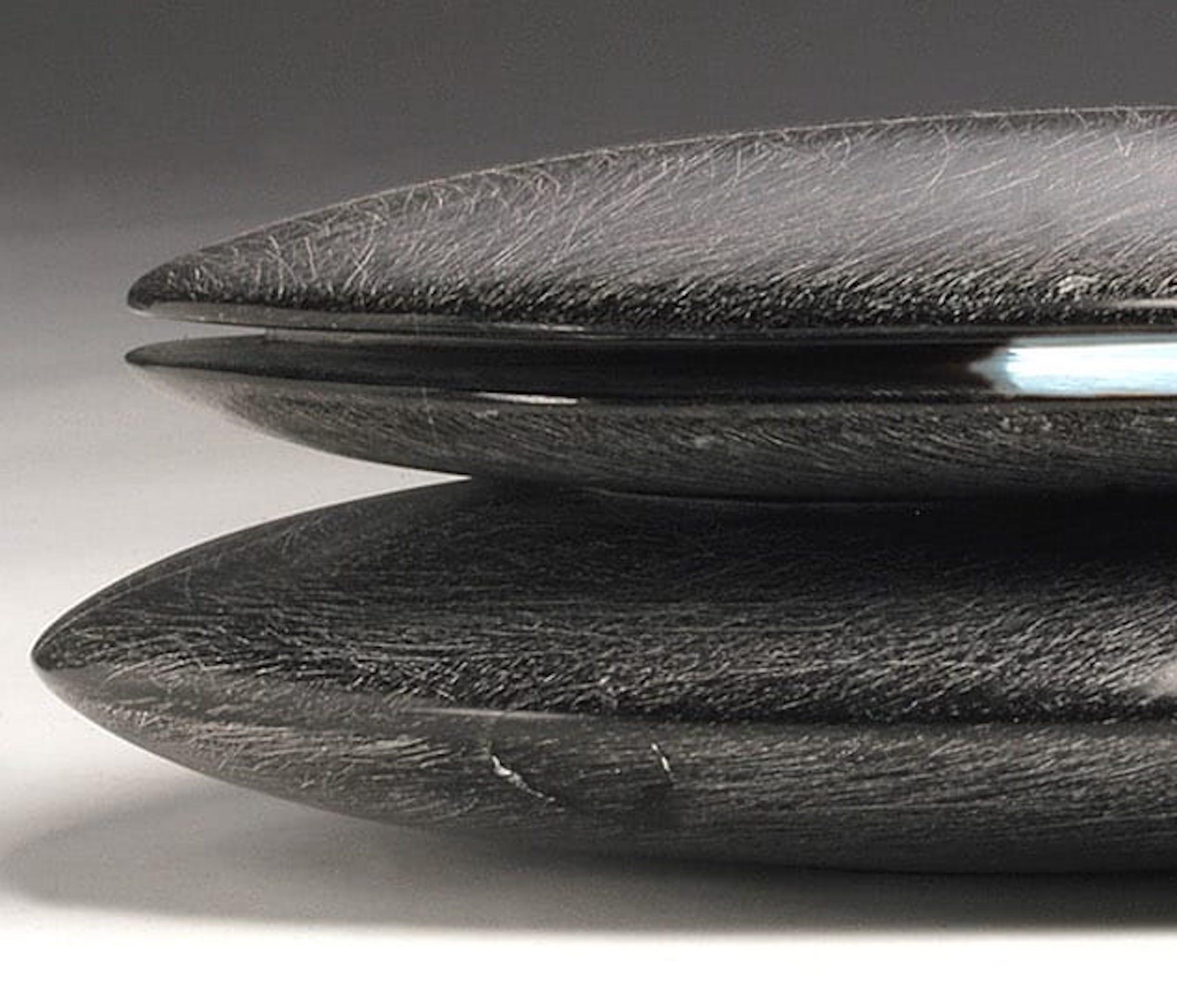 Light Element by Francesca Bernardini - Abstract sculpture, black marble and LED For Sale 3