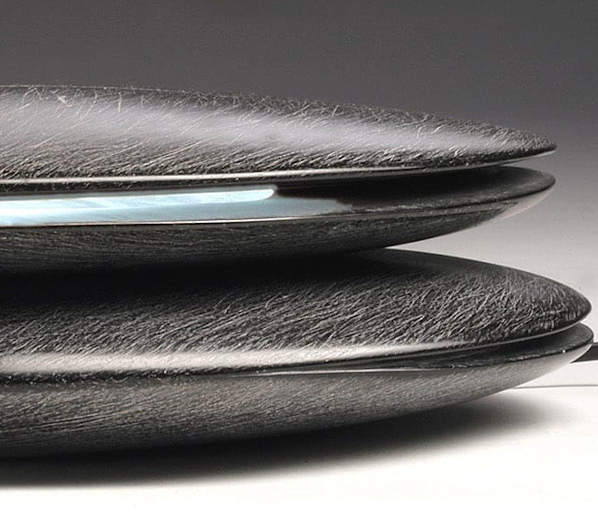 Light Element by Francesca Bernardini - Abstract sculpture, black marble and LED For Sale 4