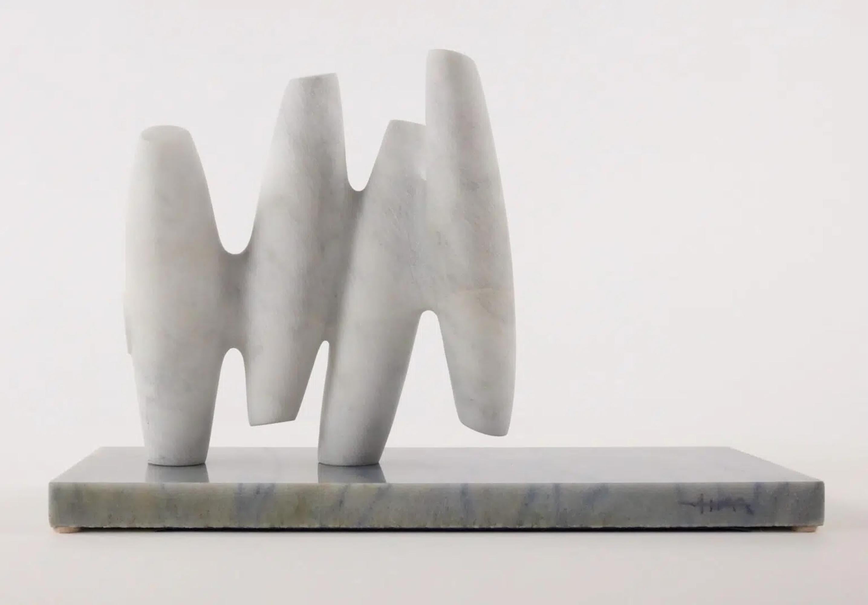 Neighbor by Francesca Bernardini - abstract sculpture, marble, white