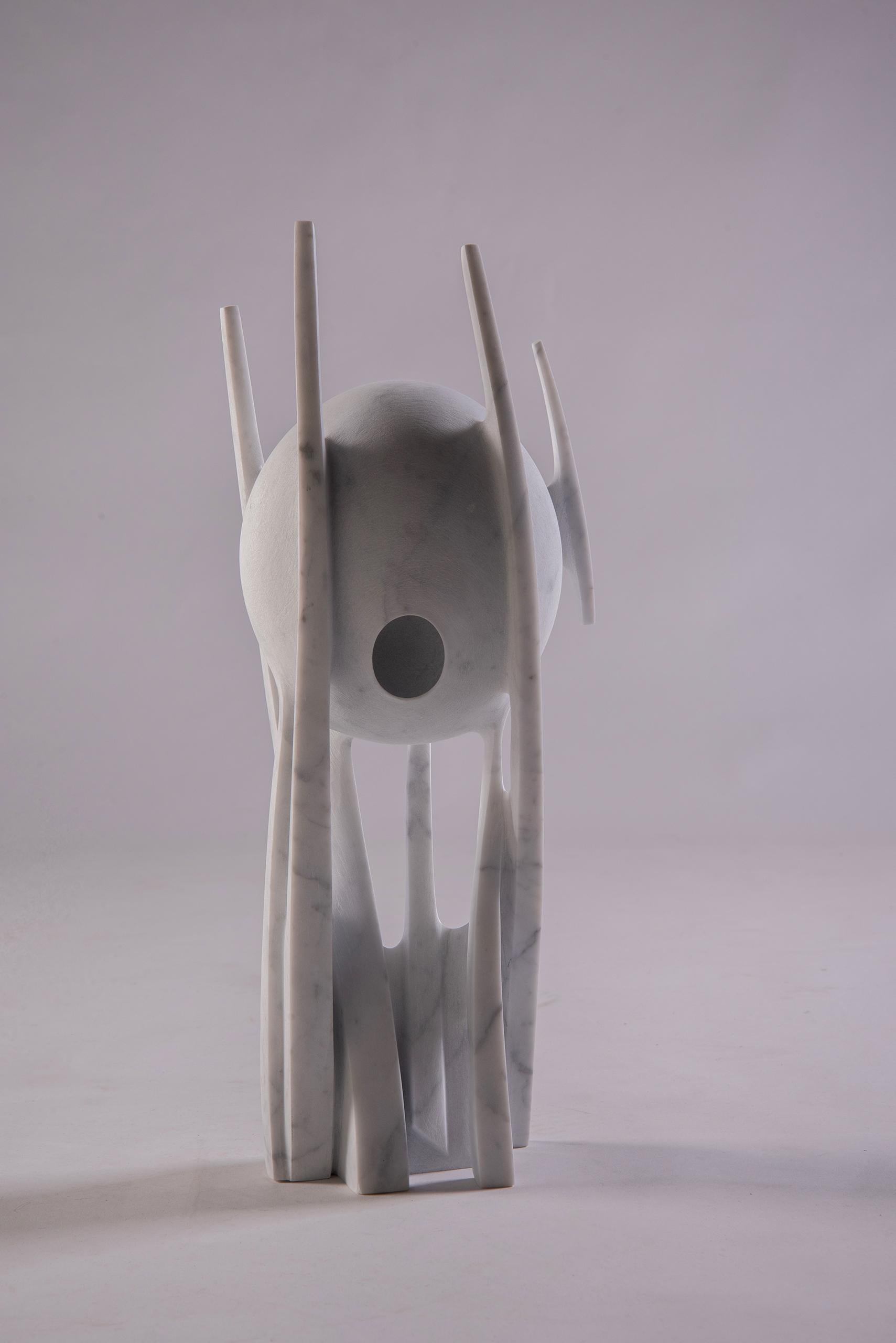 Safe place by Francesca Bernardini - Abstract sculpture, white Carrara marble For Sale 1