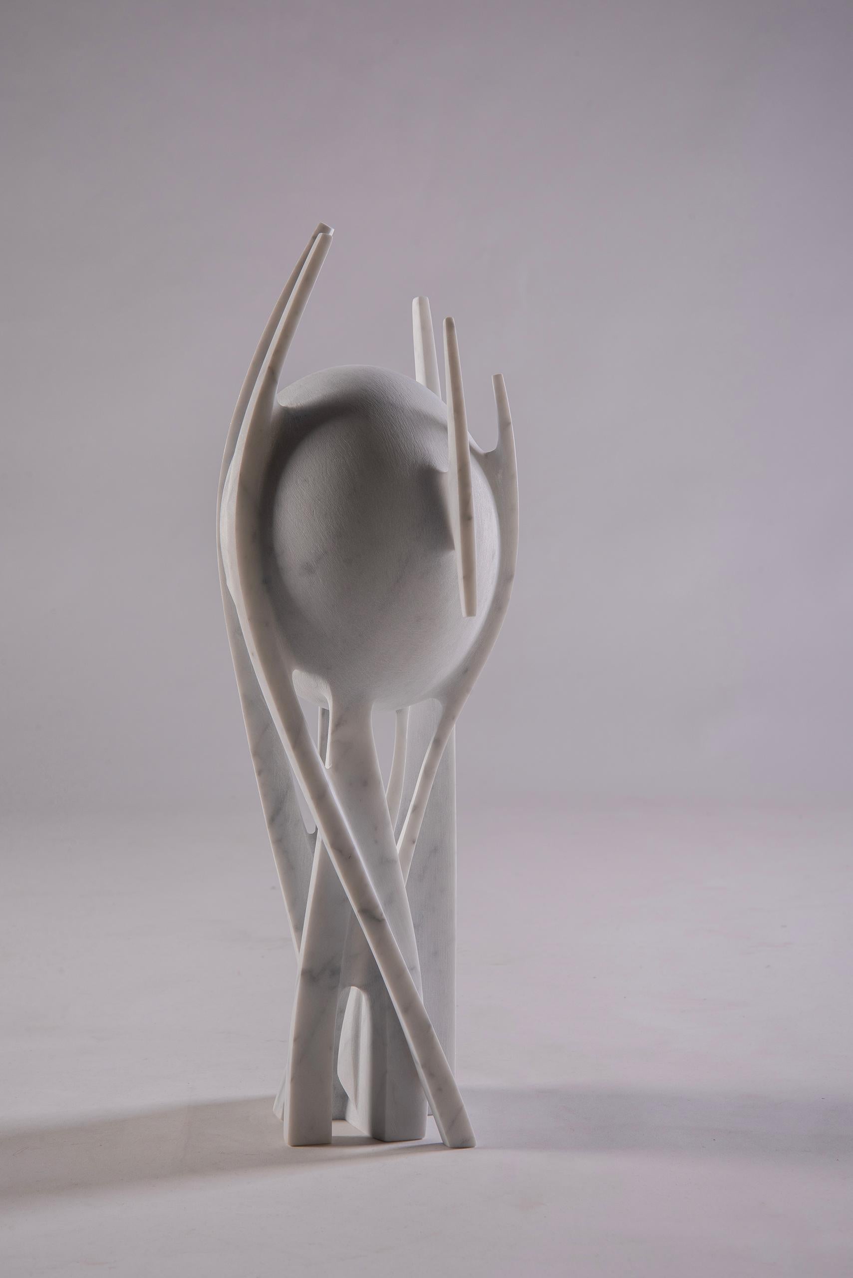 Safe place by Francesca Bernardini - Abstract sculpture, white Carrara marble For Sale 2