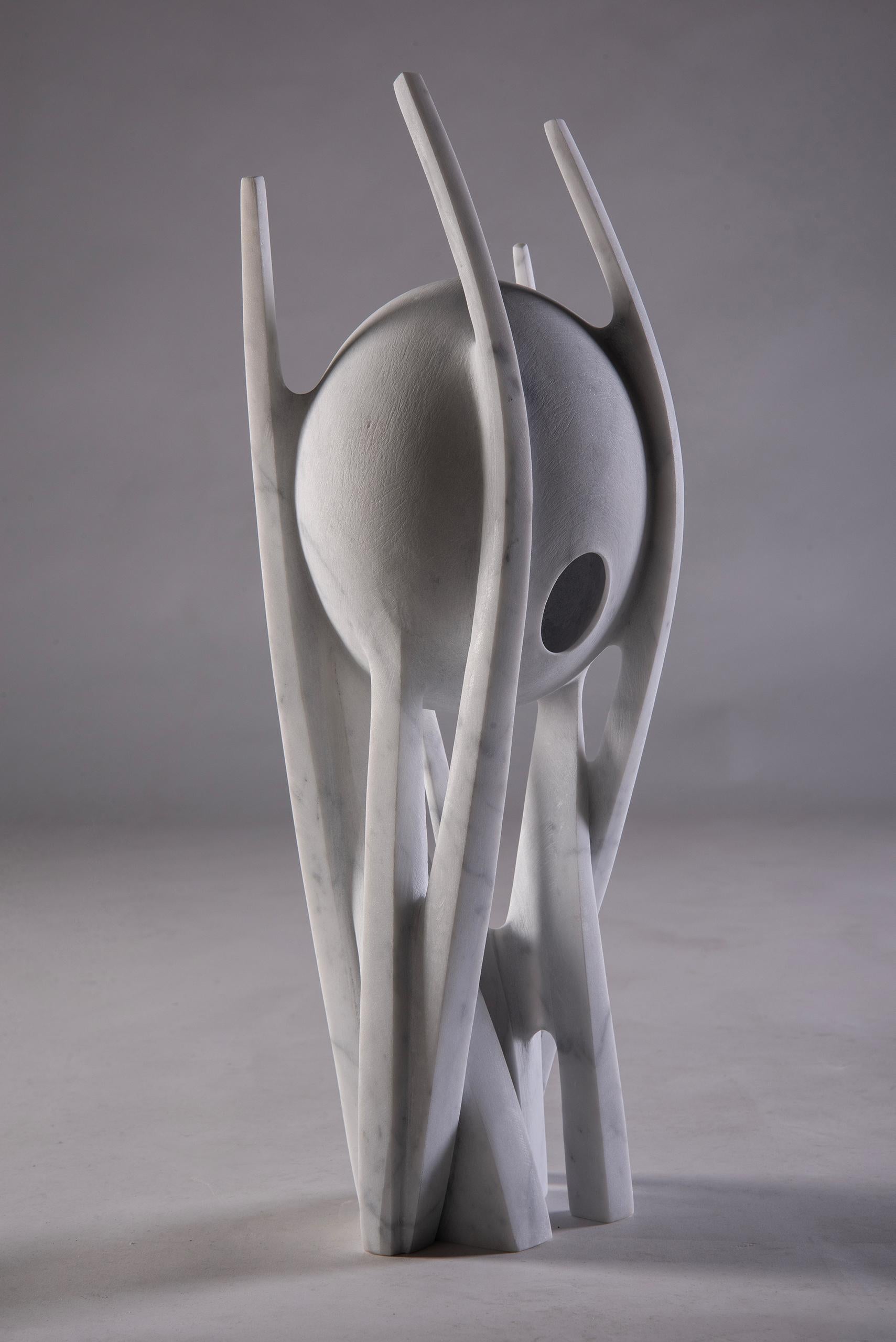 Safe place by Francesca Bernardini - Abstract sculpture, white Carrara marble For Sale 5