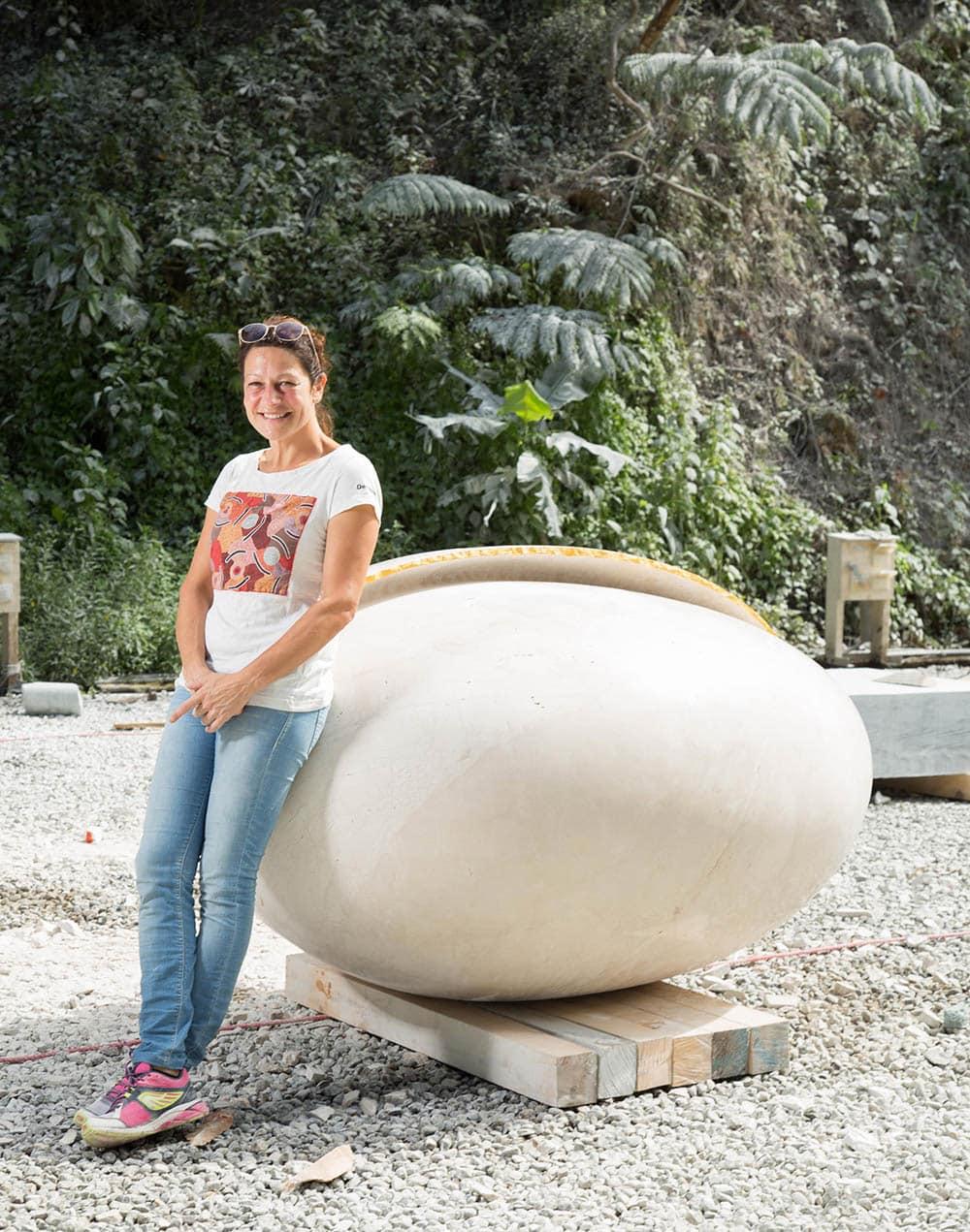 Start of Evolution by F. Bernardini - large marble sculpture, egg-shaped For Sale 1