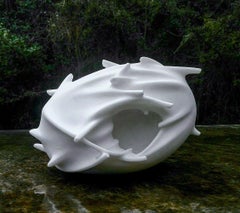 Used Trap by Francesca Bernardini - Abstract sculpture, Carrara marble, white