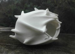 Plateau de Francesca Bernardini, sculpture abstraite, marbre de Carrare, blanc, rond