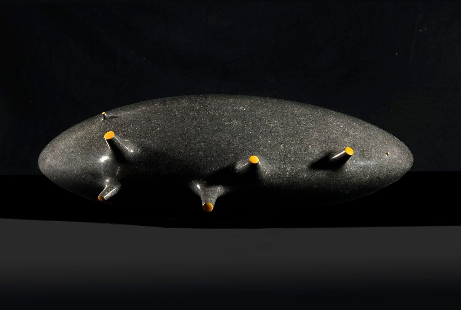 Twin Star by Francesca Bernardini - Abstract sculpture, petit granit, black For Sale 1