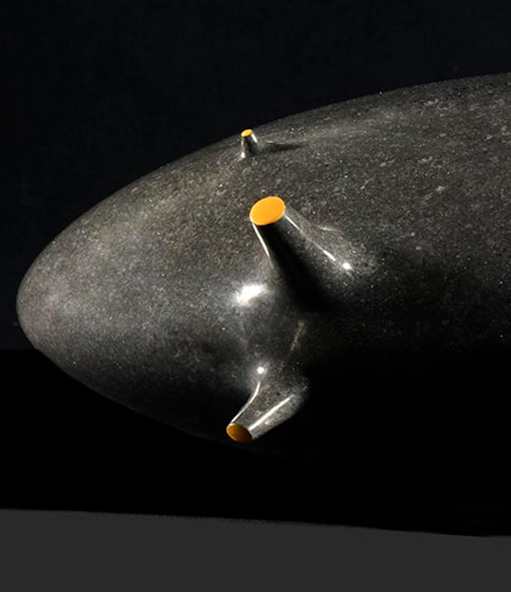 Twin Star by Francesca Bernardini - Abstract sculpture, petit granit, black For Sale 4