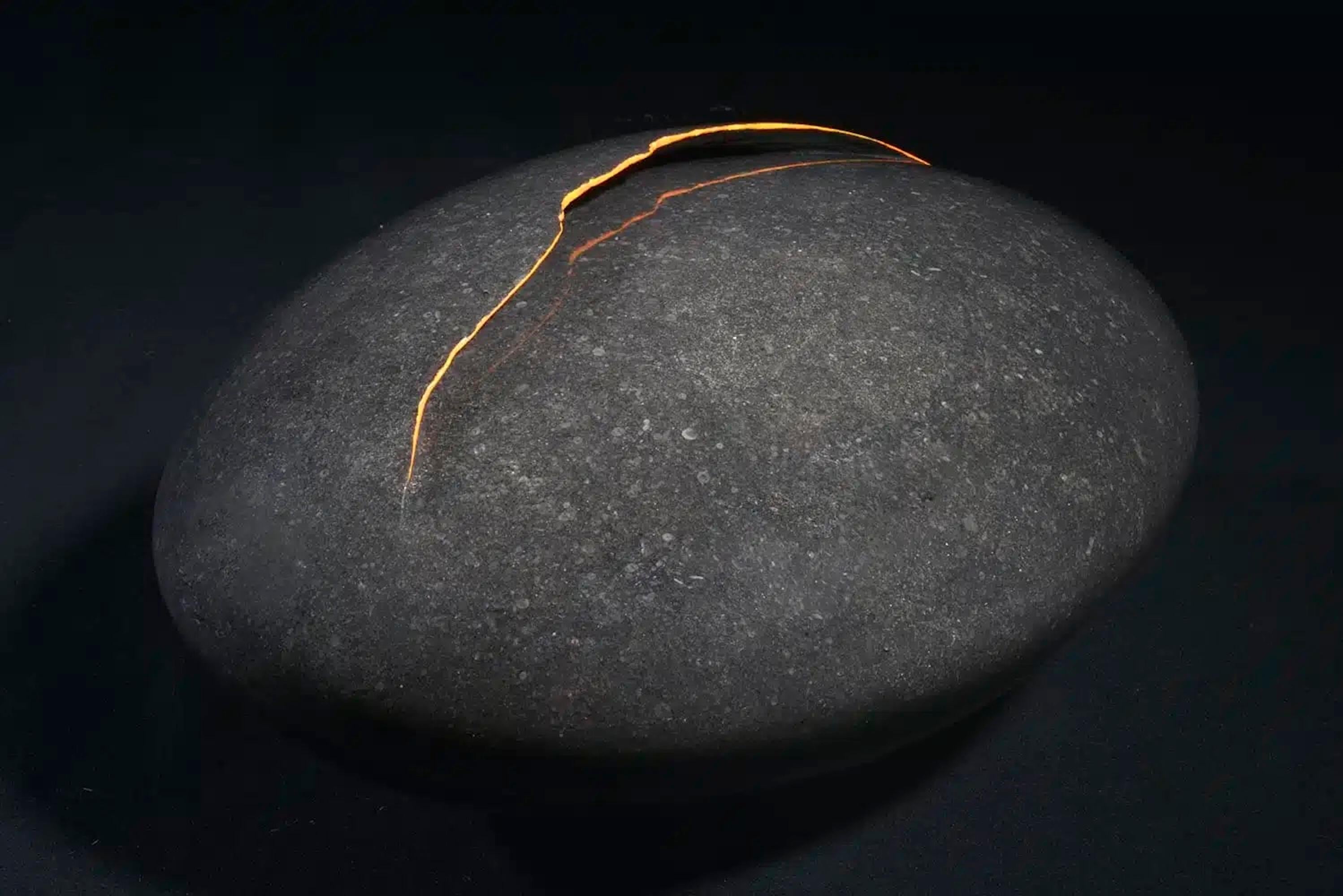 Under the skin is a unique petit granit and glaze sculpture by contemporary artist Francesca Bernardini, dimensions are 16 × 30 × 24 cm (6.3 × 11.8 × 9.4 in). 
The sculpture is signed and comes with a certificate of authenticity.

The artist
s debut