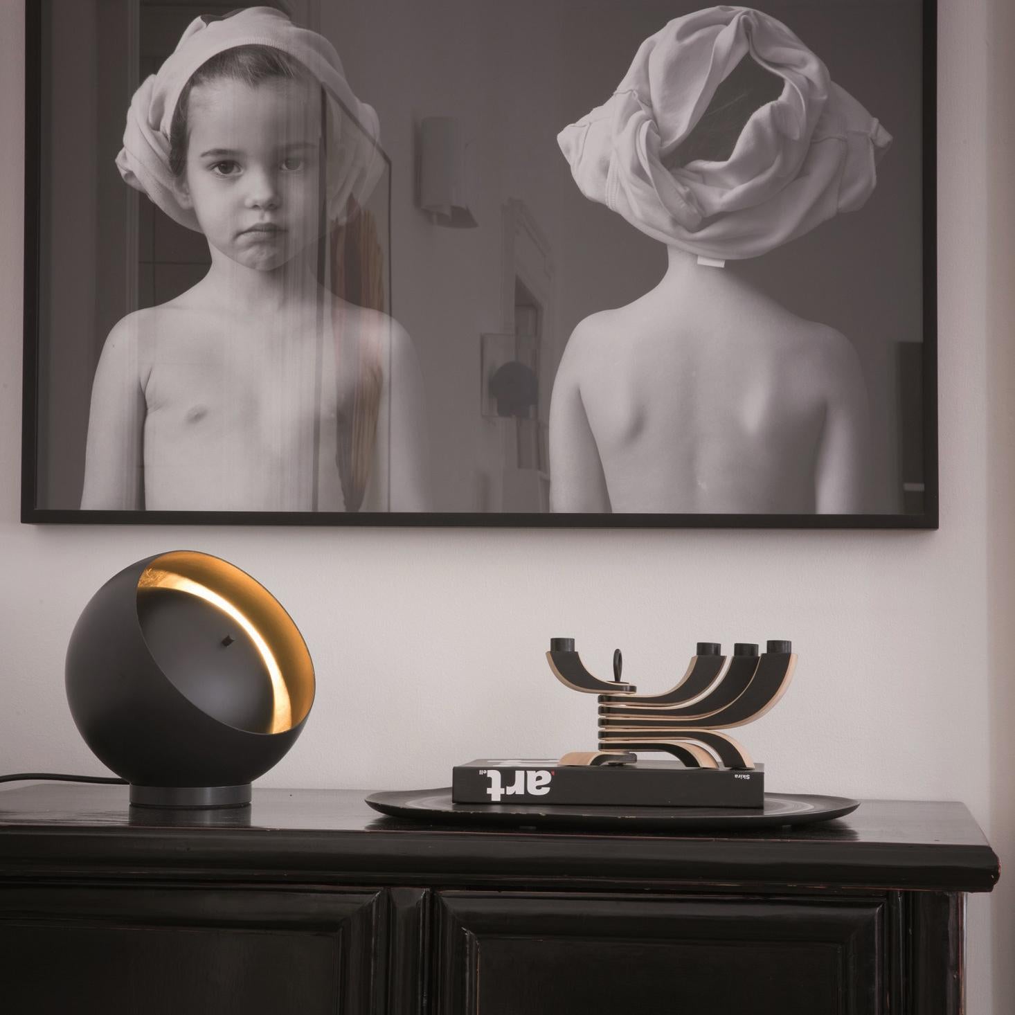 Mid-Century Modern Lampe de bureau Francesca Borelli « Eva » en métal noir par Oluce en vente