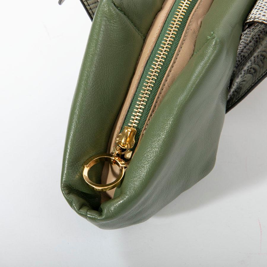 FRANCESCA CASTAGNACCI Clutch in Green Leather and Black and White Lizard For Sale 8