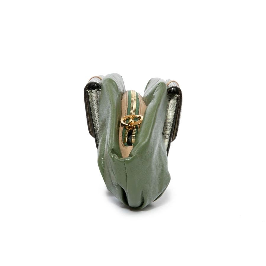 Women's FRANCESCA CASTAGNACCI Clutch in Green Leather and Black and White Lizard For Sale