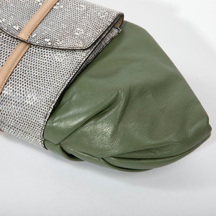 FRANCESCA CASTAGNACCI Clutch in Green Leather and Black and White Lizard For Sale 3