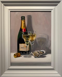 A Toast to Us, Oil on Canvas Still-Life Painting, Signed, 21st Century