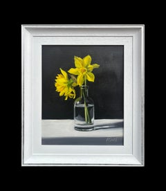 Dancing Daffodils Oil Painting on Canvas, Contemporary, Signed, Framed