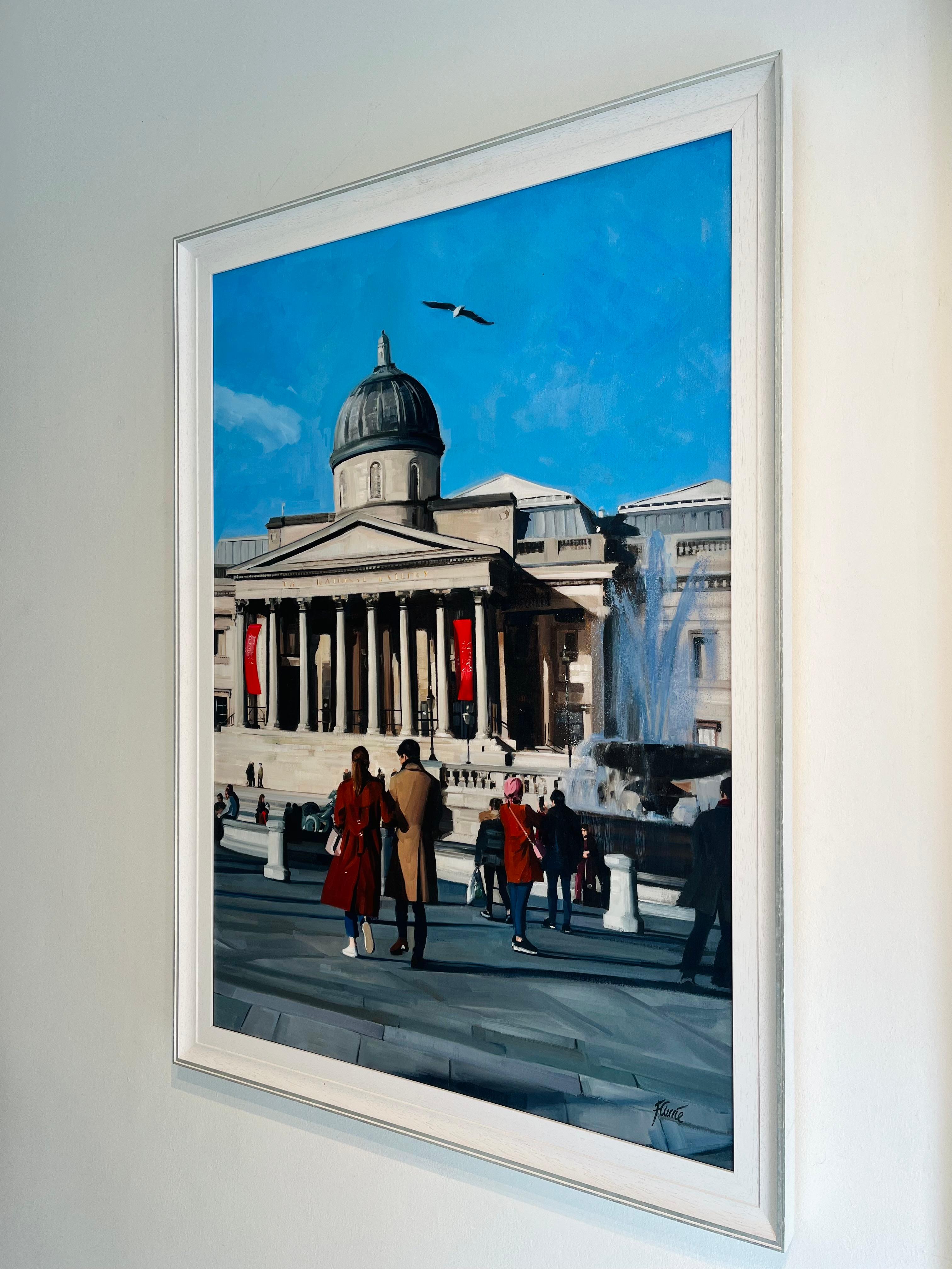National Gallery-original London figurative cityscape painting-contemporary Art - Réalisme Painting par Francesca Currie
