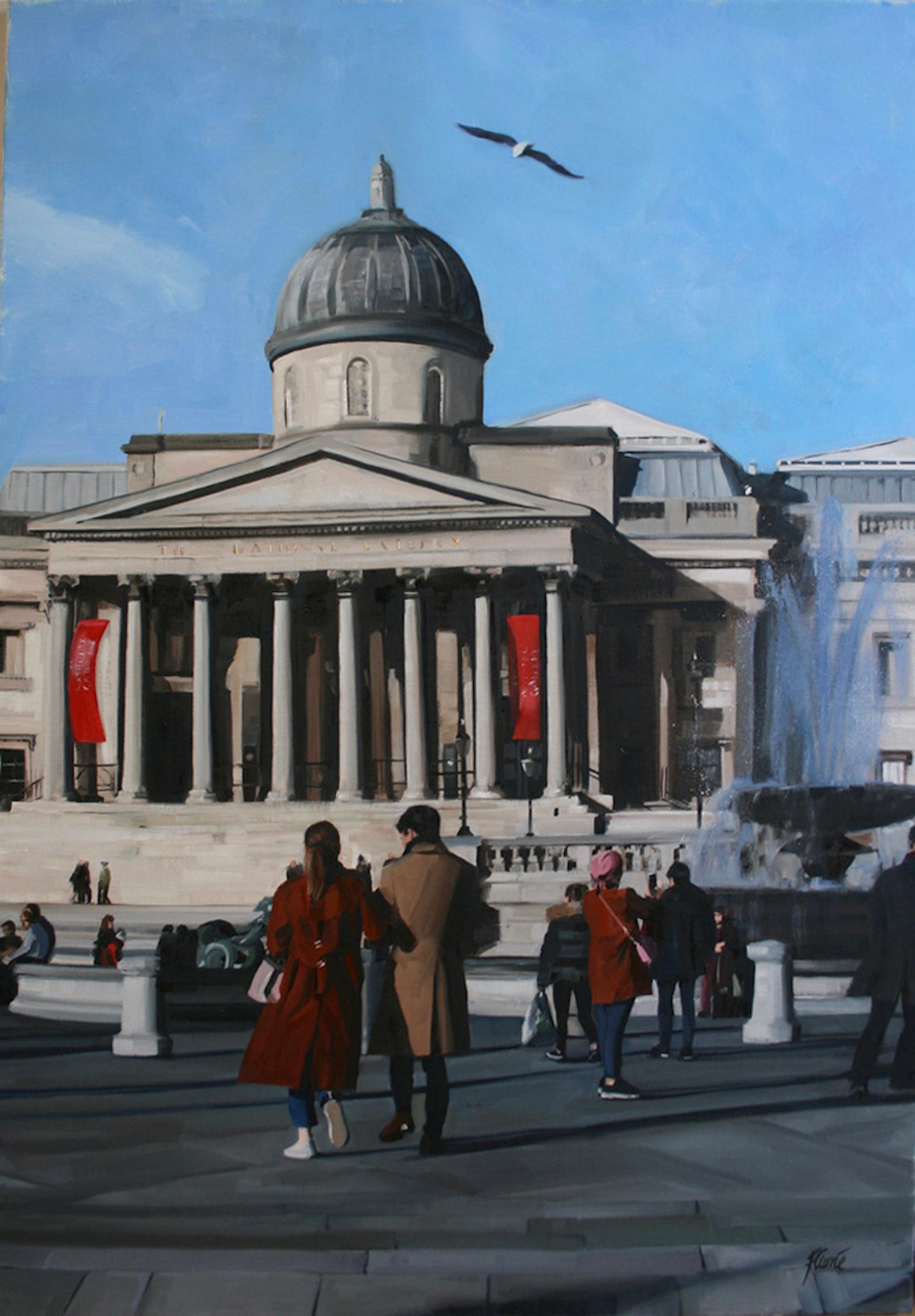Francesca Currie Landscape Painting - National Gallery-original London figurative cityscape painting-contemporary Art