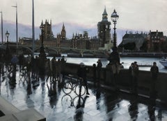 Reflections - original london figurative realism artwork modern impression city
