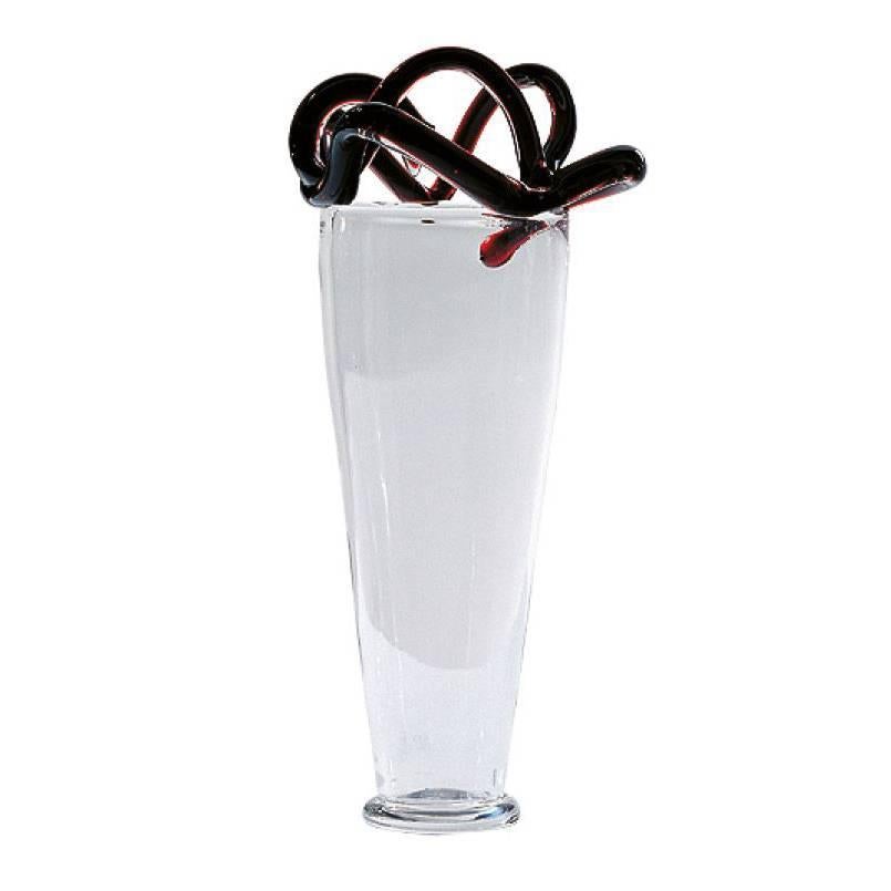 Grand vase Francesca en verre transparent et rouge de Borek Sipek pour Driade