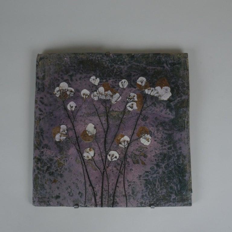 Francesca Lindh Flowers Wavy Stoneware Wall Relief, Arabia 1970s in vendita 1
